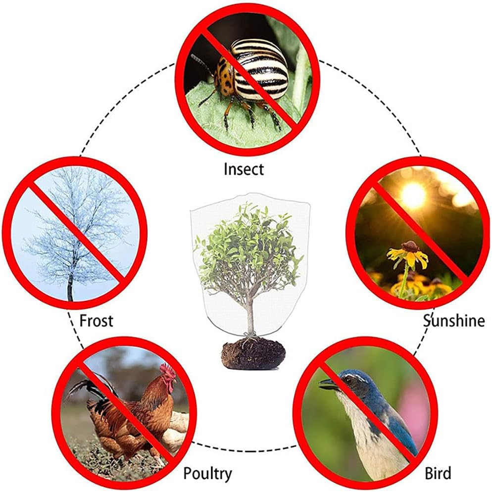 Thumbnail 2 de 2 Packs Insect Bird Barrier Netting Mesh with Drawstring Garden Bug Netting for Plants, Fruits and Flowers