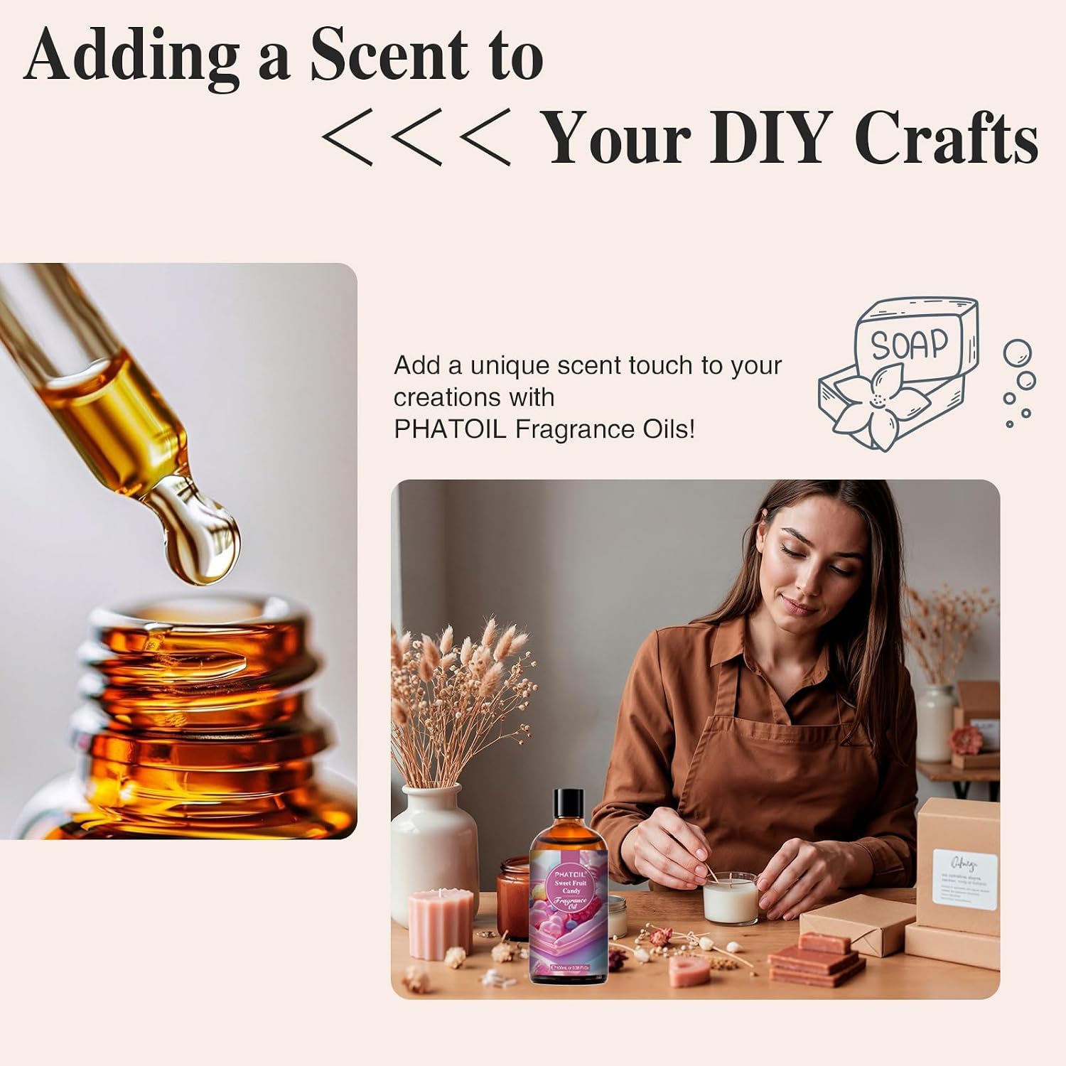 Detalle 2 de PHATOIL Sweet Fruit Candy Fragrance Oil 100ml — Long-Lasting Diffuser Oil for Aromatherapy, Candles, Soaps, and DIY Projects