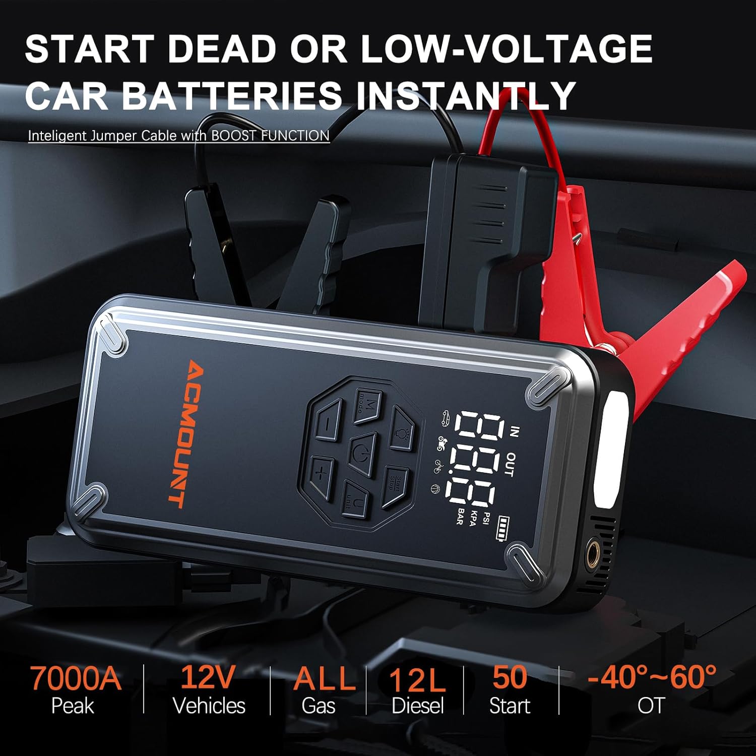 Detalle 2 de Acmount 7000A 12V Jump Starter with 150PSI Compressor