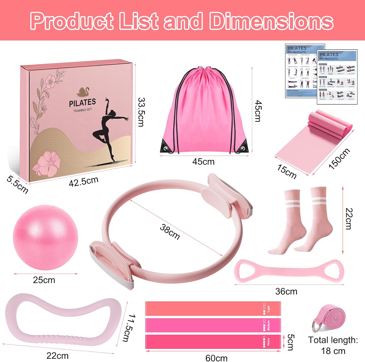 Thumbnail 6 de Pilates Equipment Set for Women: Ring, Ball, and Resistance Bands for Home Workouts