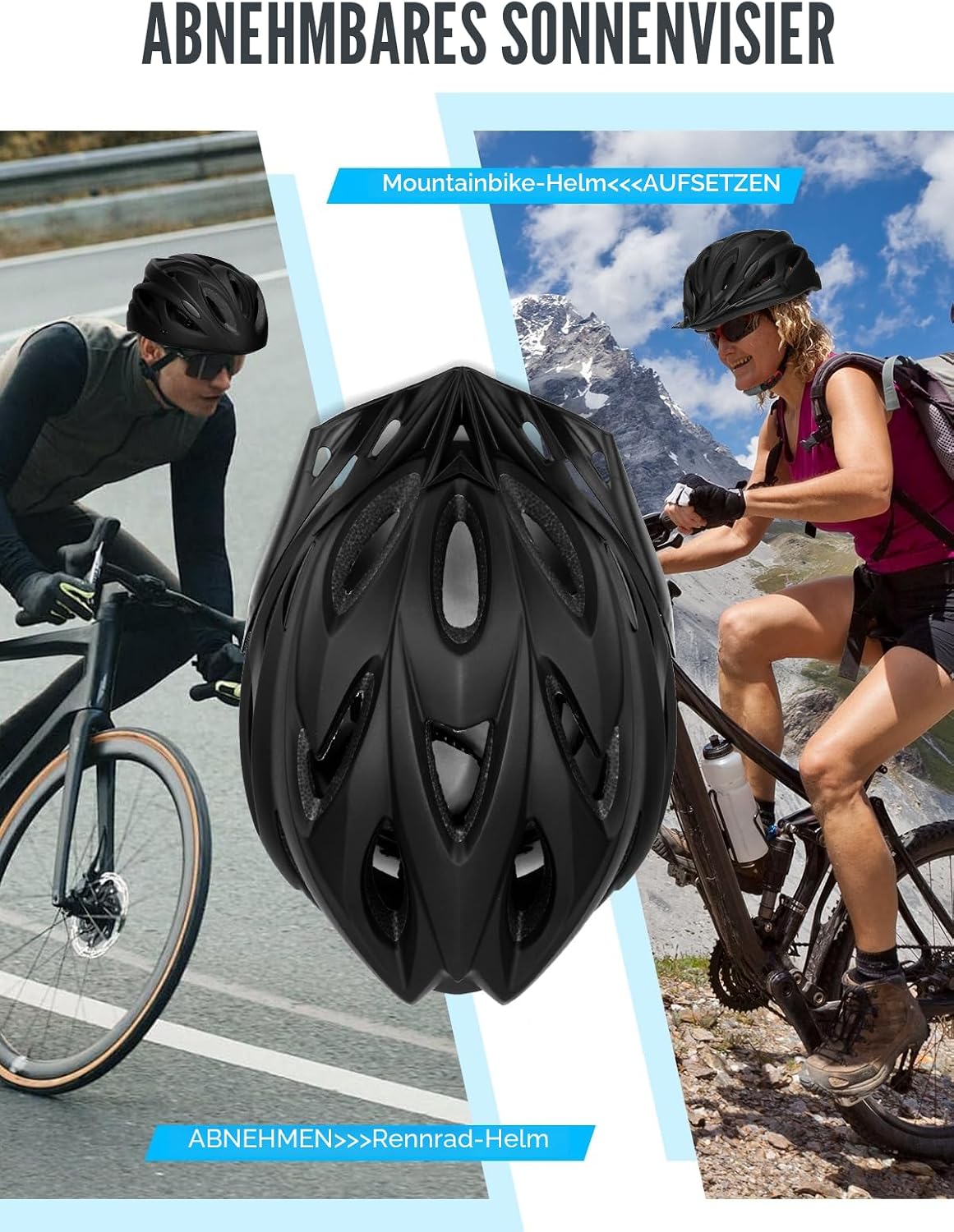 Thumbnail 6 de Fahrradhelm Erwachsene mit LED-Licht – Cityhelm Urban verstellbar 57–62 cm (PC-Schale/EPS) für Damen & Herren