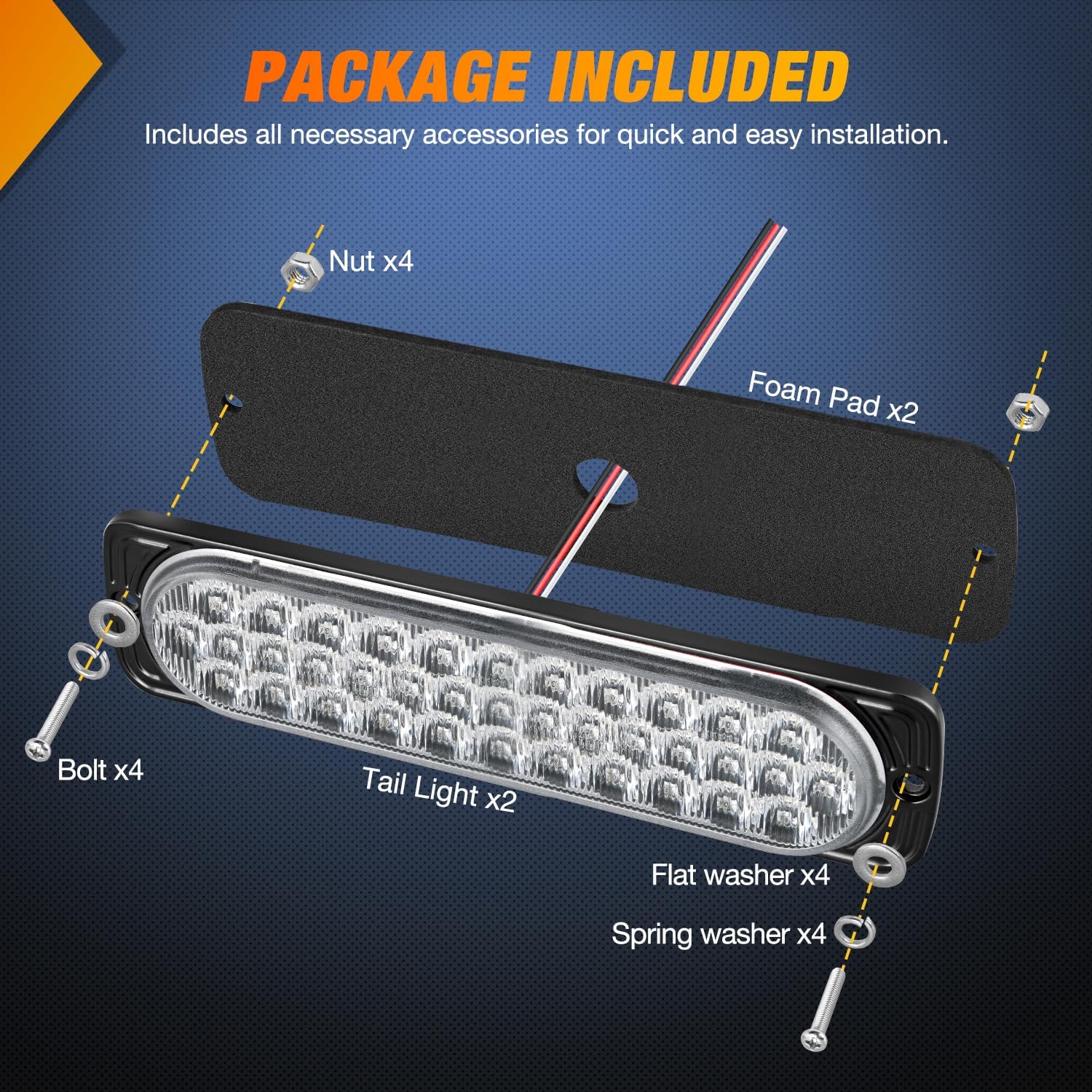 Thumbnail 6 de Nilight 7.5-Inch Aluminum Housing Tail Light (2 PCS) with 36 LED White Reverse Marker Lights, IP67 Waterproof for 10–30V Vehicles