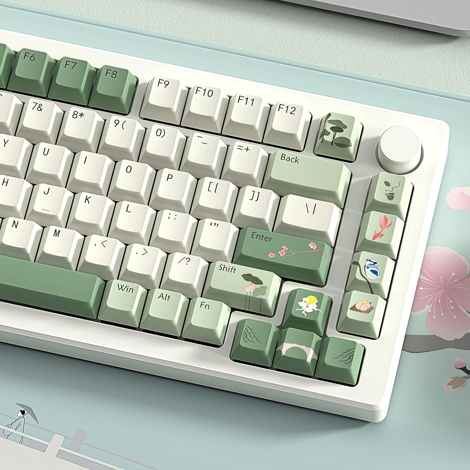 Detalle de dagaladoo Matcha Green PBT Keycap Set, Cherry Profile, 134 Keys