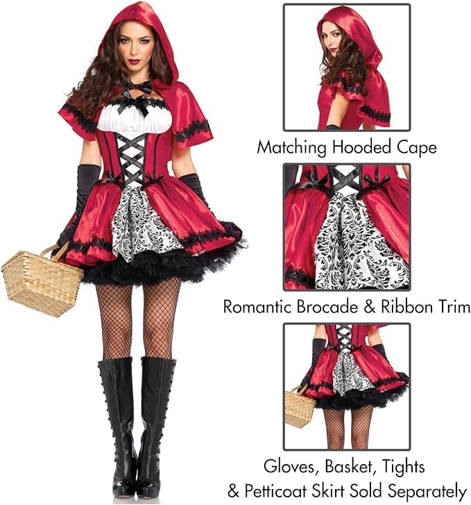 Detalle 1 de Leg Avenue UA85230 Women's Gothic Riding Hood Costume, 2-Piece Satin and Brocade