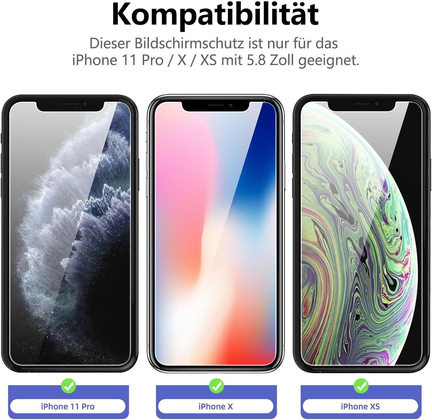 Detalle de NEW'C 3 Stück Sichtschutzfolie 5,8 Zoll für iPhone 11 Pro / X / XS – 9H Härte, Blasenfrei