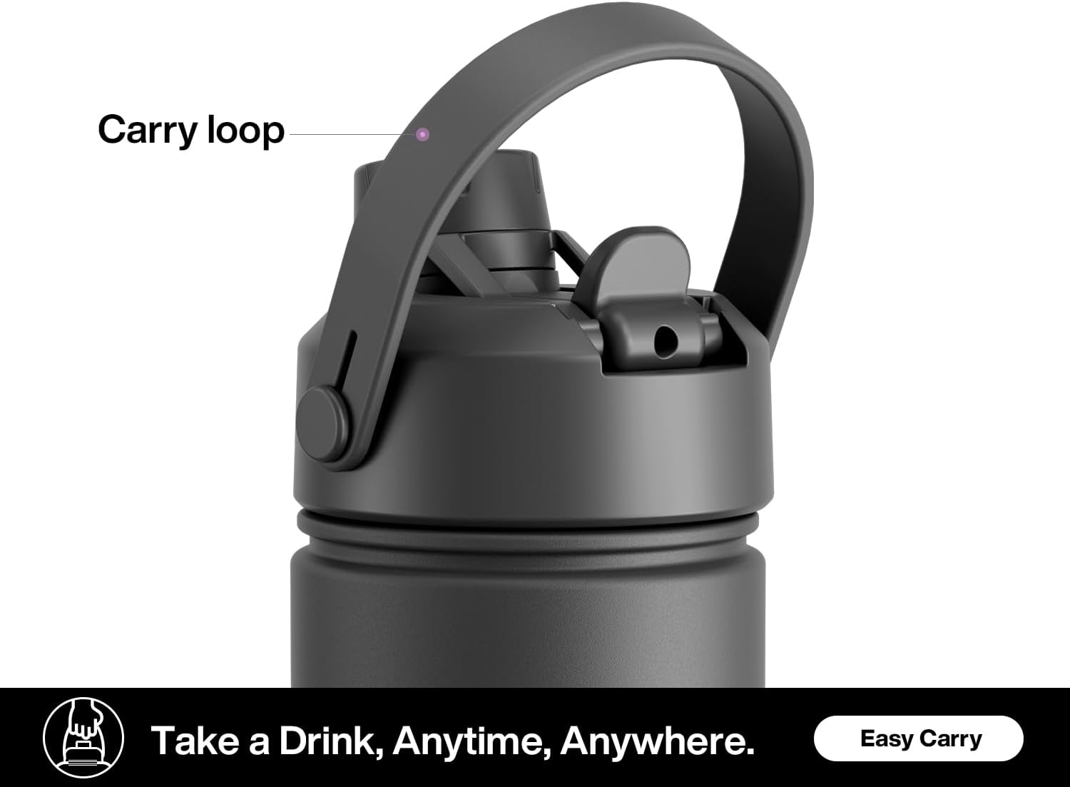 Detalle de POWCAN 769ml Insulated Water Bottle with 2-in-1 Straw and Spout Lid (Dark Knight)