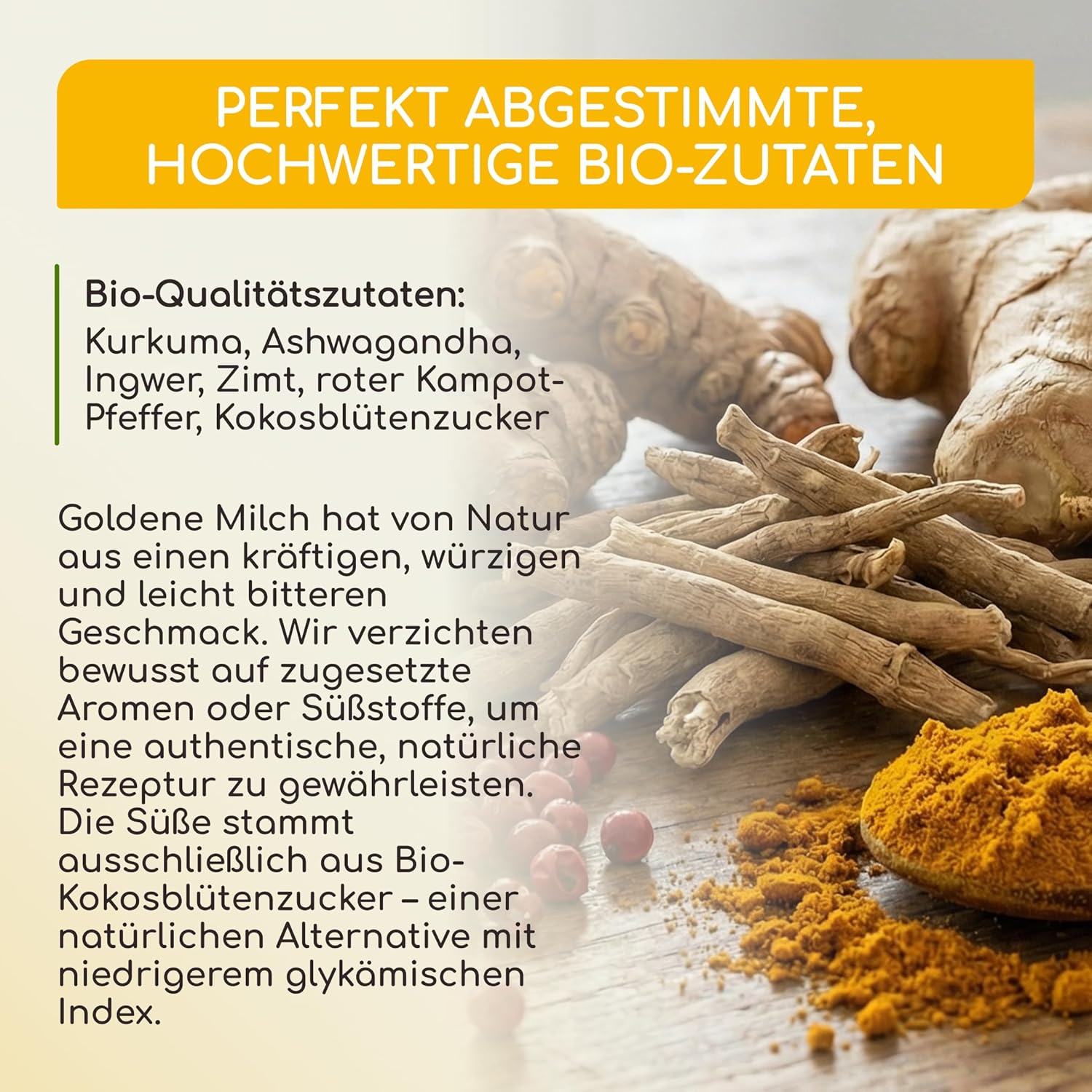 Detalle 2 de Goldene Milch Pulver BIO 300g Golden Milk Kurkuma Latte