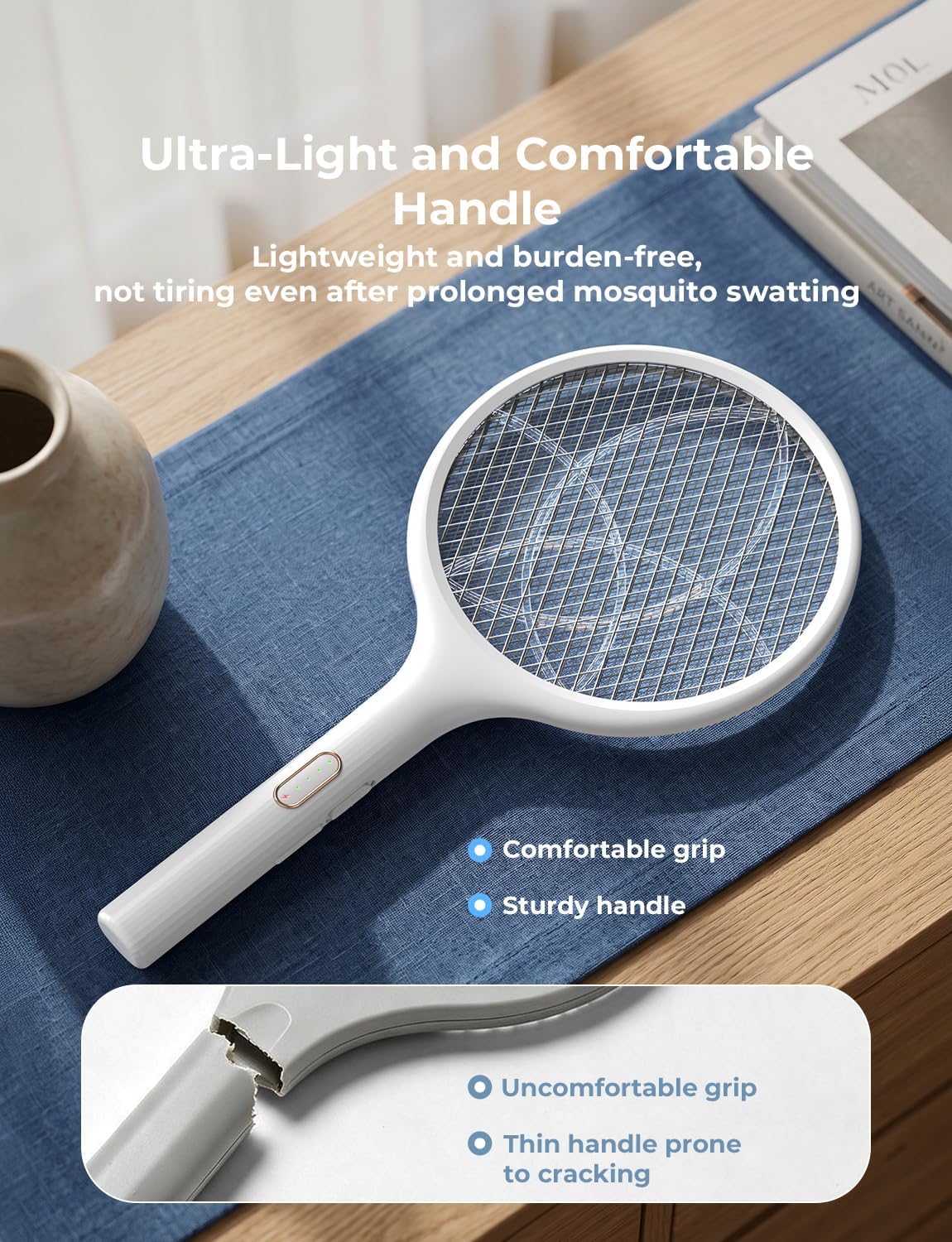 Thumbnail 6 de YISSVIC Rechargeable Bug Zapper Racket, White, Dual Mode, 4000V
