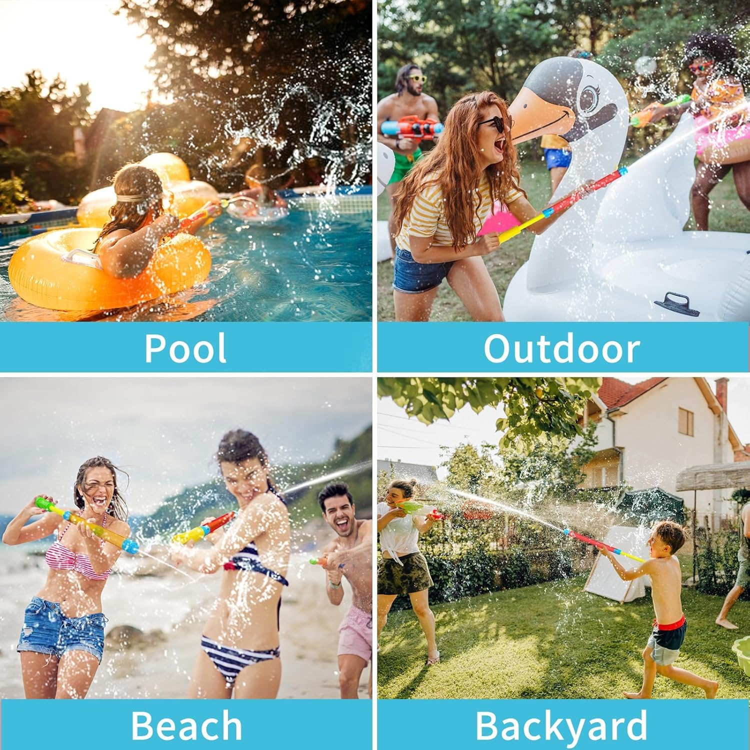 Detalle de LQYoyz Water Gun Blaster: 18-Pack, Shoot Up to 40 Feet for Poolside Fun