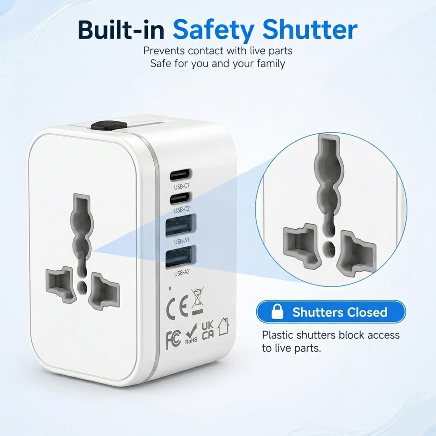 Thumbnail 5 de Universal Travel Adapter with 2 USB-C, 2 USB-A and 1 Universal Outlet
