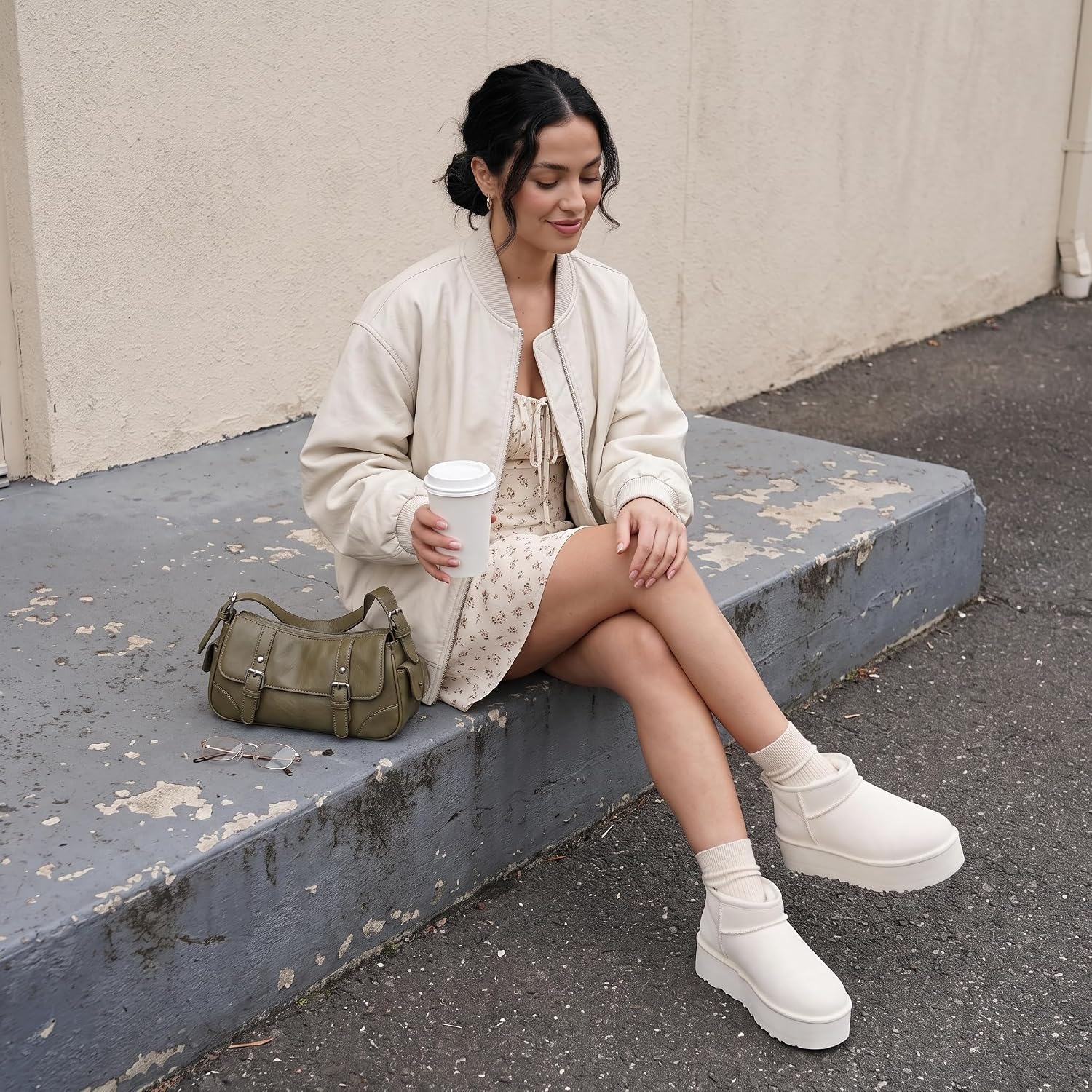 Detalle 1 de CUSHIONAIRE Platform Ankle Boots in Genuine Suede