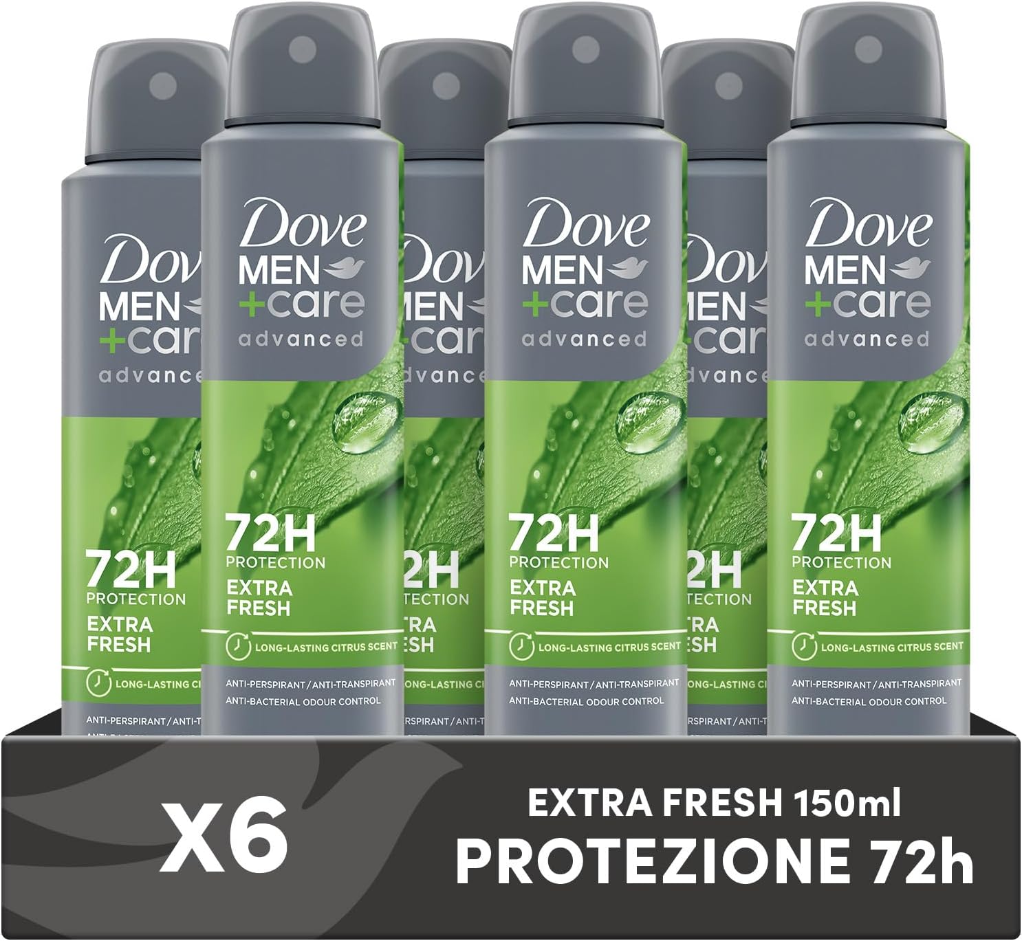Detalle de Dove Men+Care Extra Fresh 150 ml x6 Deodorante 72 Ore