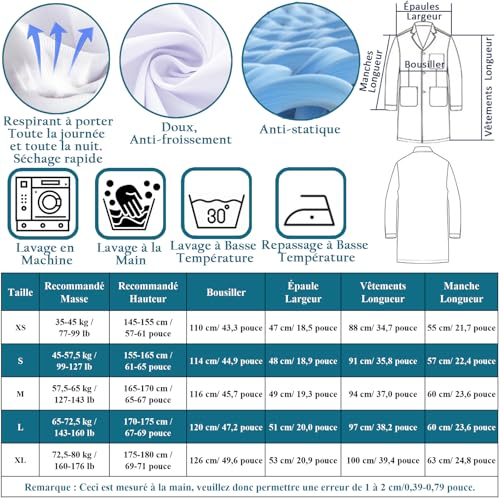 Thumbnail 4 de COCREAZY Blouse Chimie Lycee Blanche - Blouse médicale en coton/polyester avec 3 poches