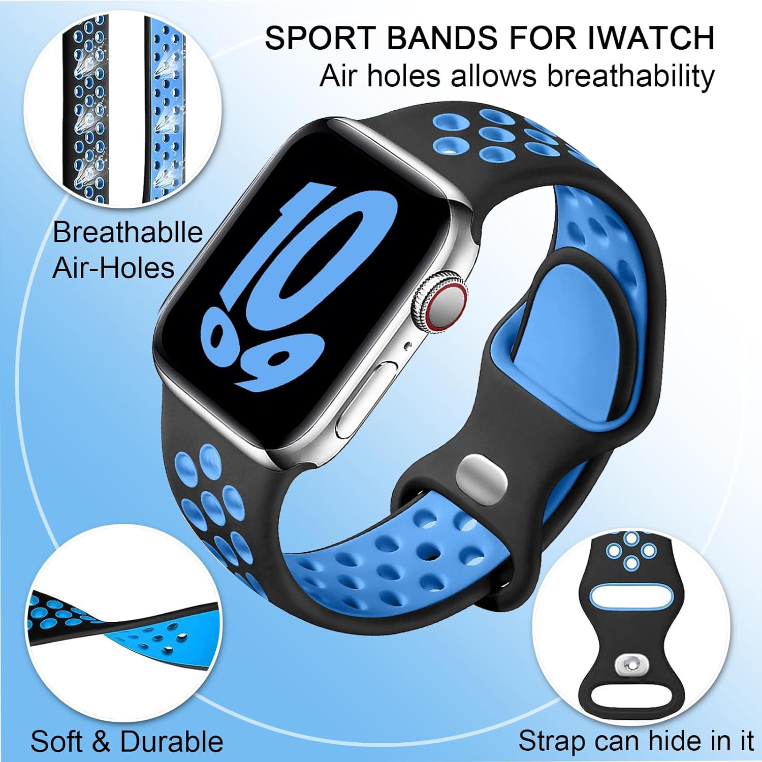 Thumbnail 1 de Sport Silicone Strap for Apple Watch (38mm–49mm) – breathable, skin-friendly replacement band