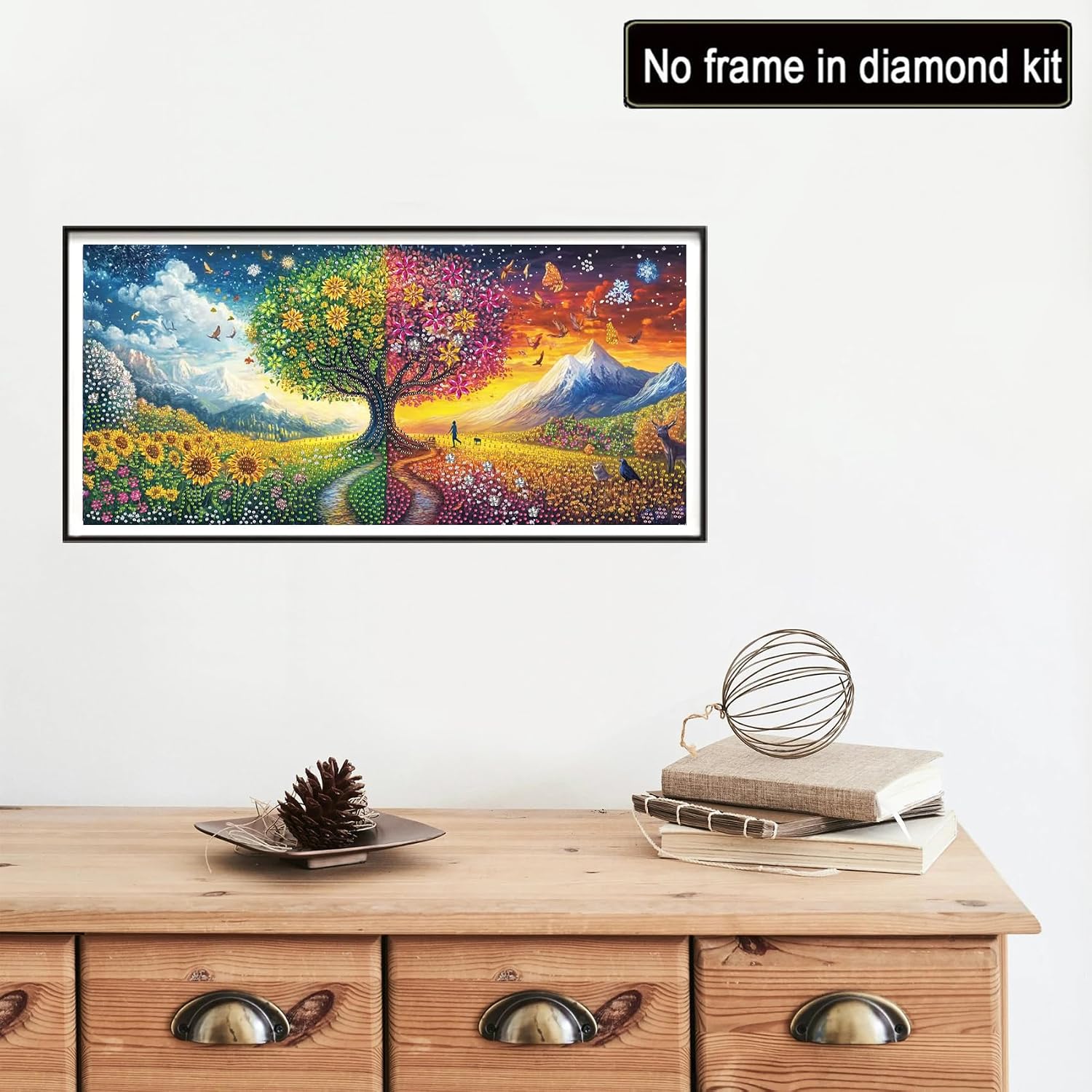Detalle de Reofrey DIY Special Shape Large Diamond Art Kit — Tree and Landscape, 30x60cm