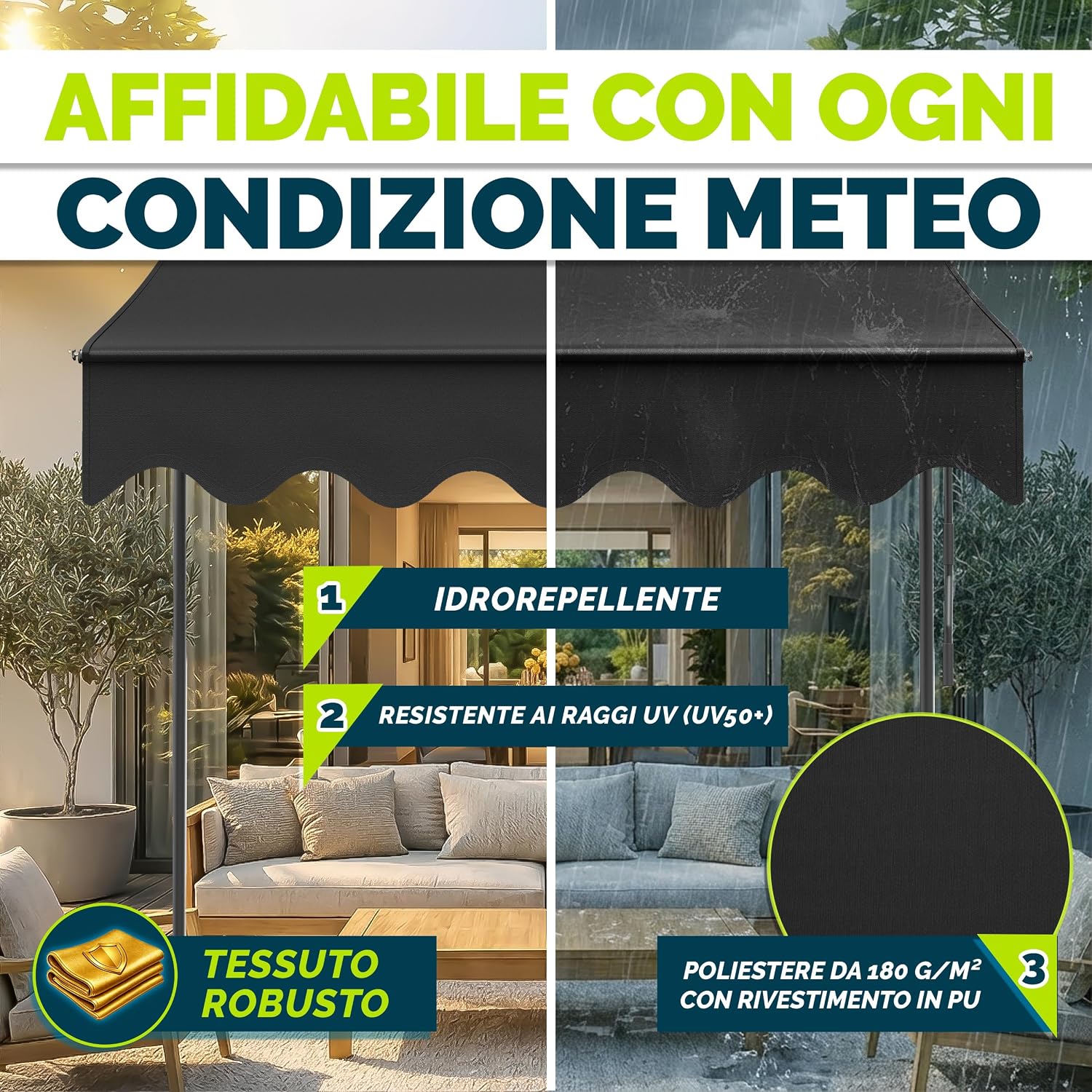 Detalle 2 de tillvex Tenda da Sole a Bracci 200 cm 📐