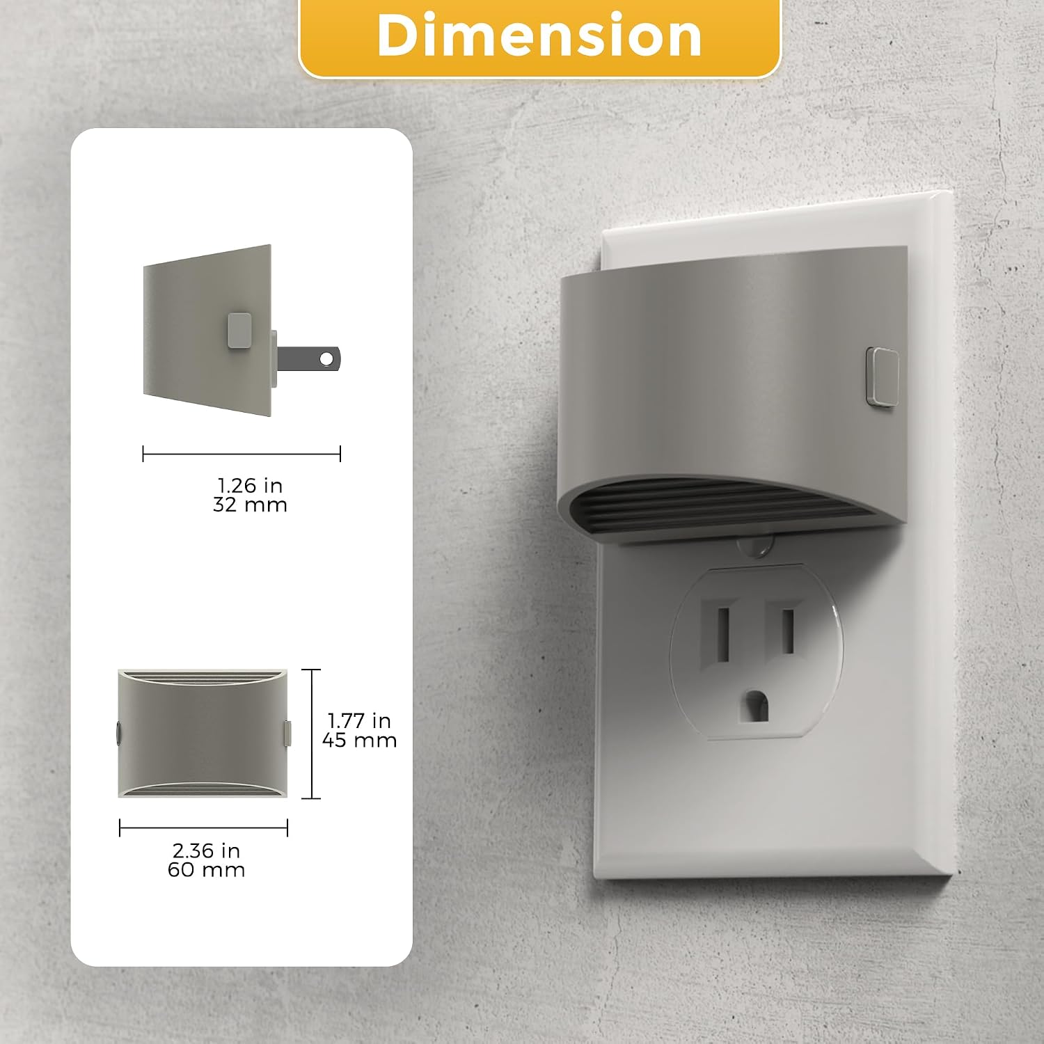 Thumbnail 6 de L LOHAS LED GY10702ZGY1US-2 Plug-In Night Lights, 3-Level Dimming, 3000K, 2-Pack