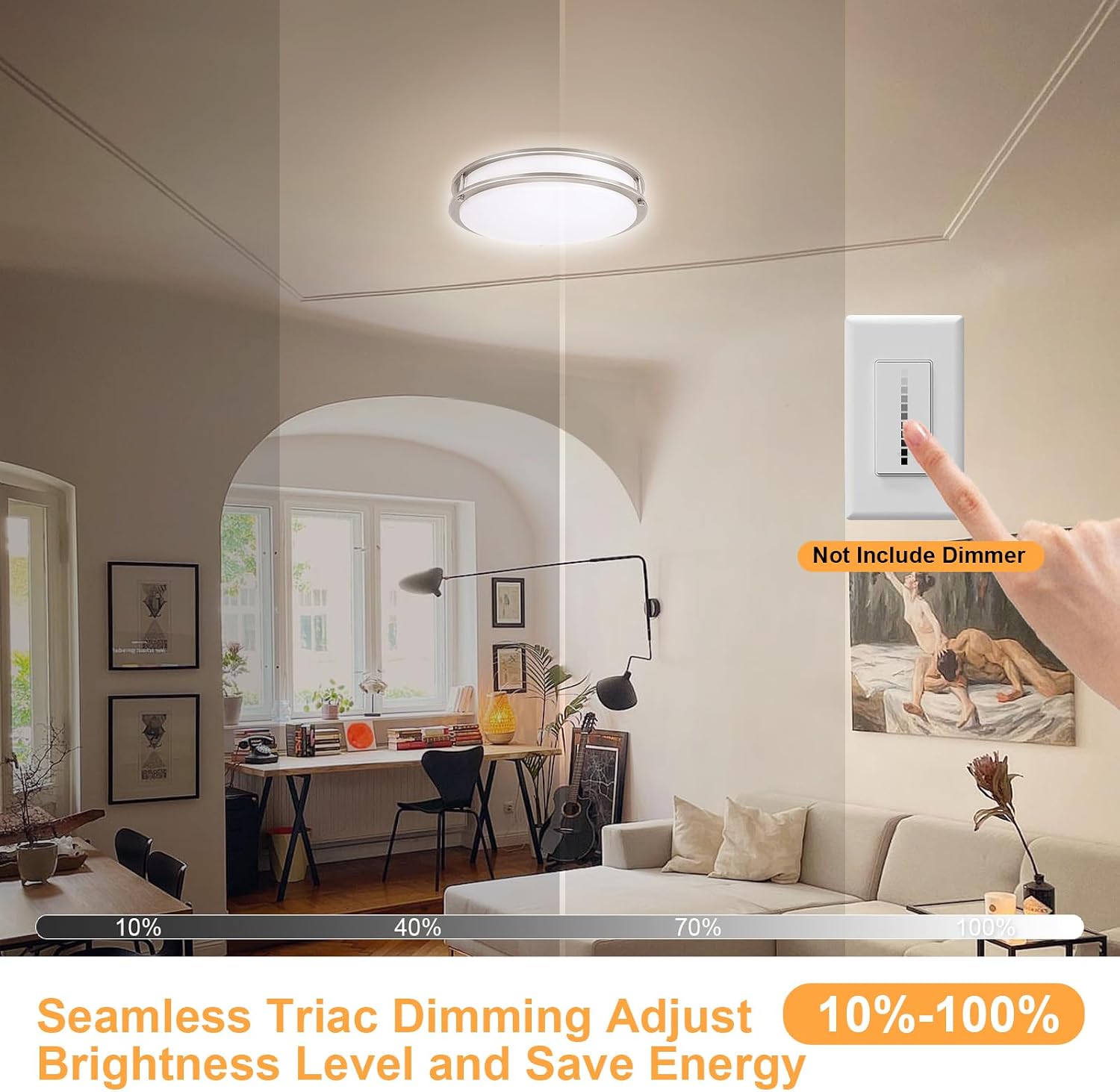 Detalle de ENATECLITE 14 inch LED Flush Mount Ceiling Light Fixture