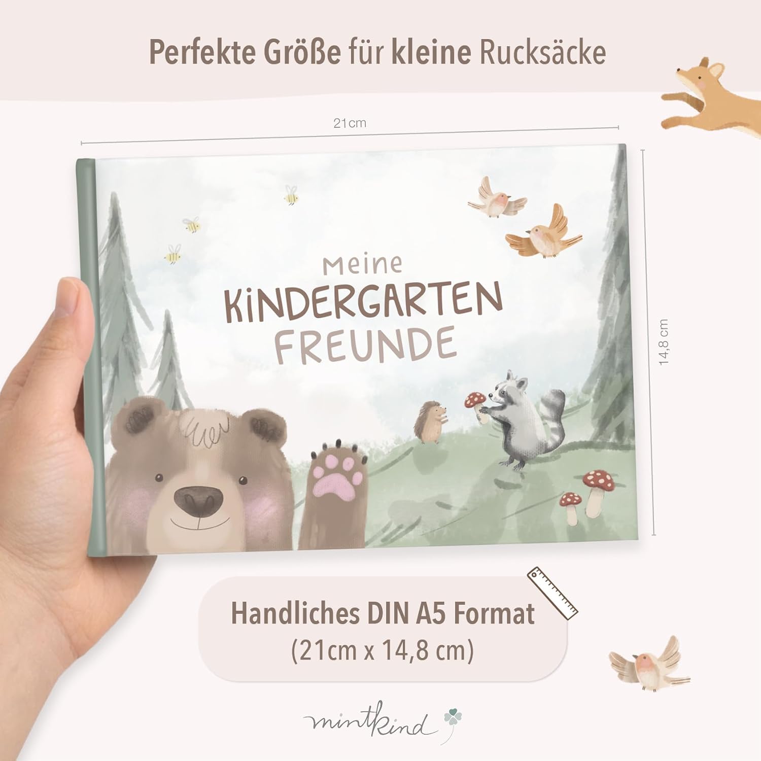 Thumbnail 3 de mintkind® Freundebuch Kindergarten – Waldtiere, 80 Seiten zum Ausfüllen (DIN A5) für Jungen und Mädchen