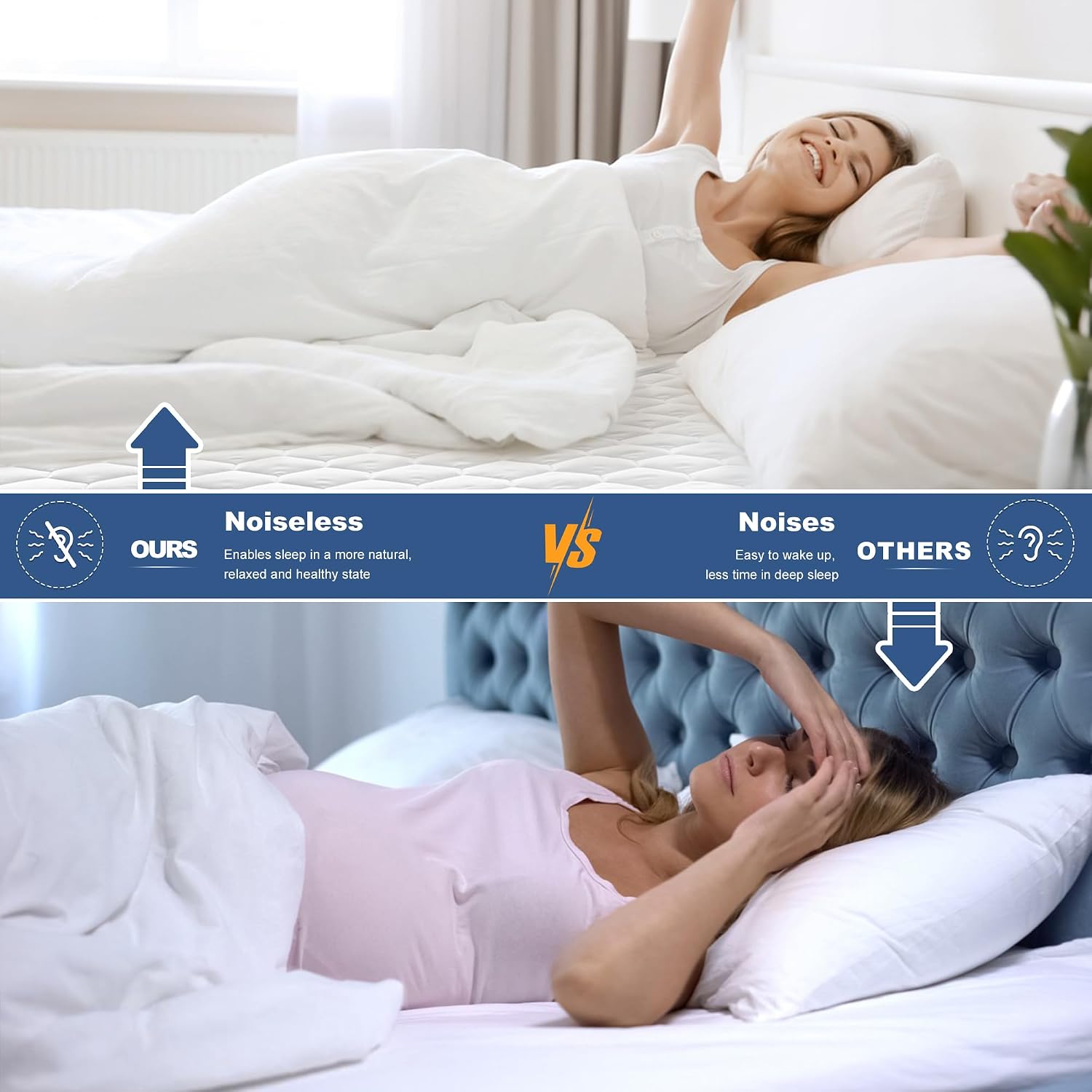 Detalle de GRT Waterproof Mattress Protector for Double Bed (30cm Extra Deep Skirt) – OEKO-TEX certified, noiseless & breathable