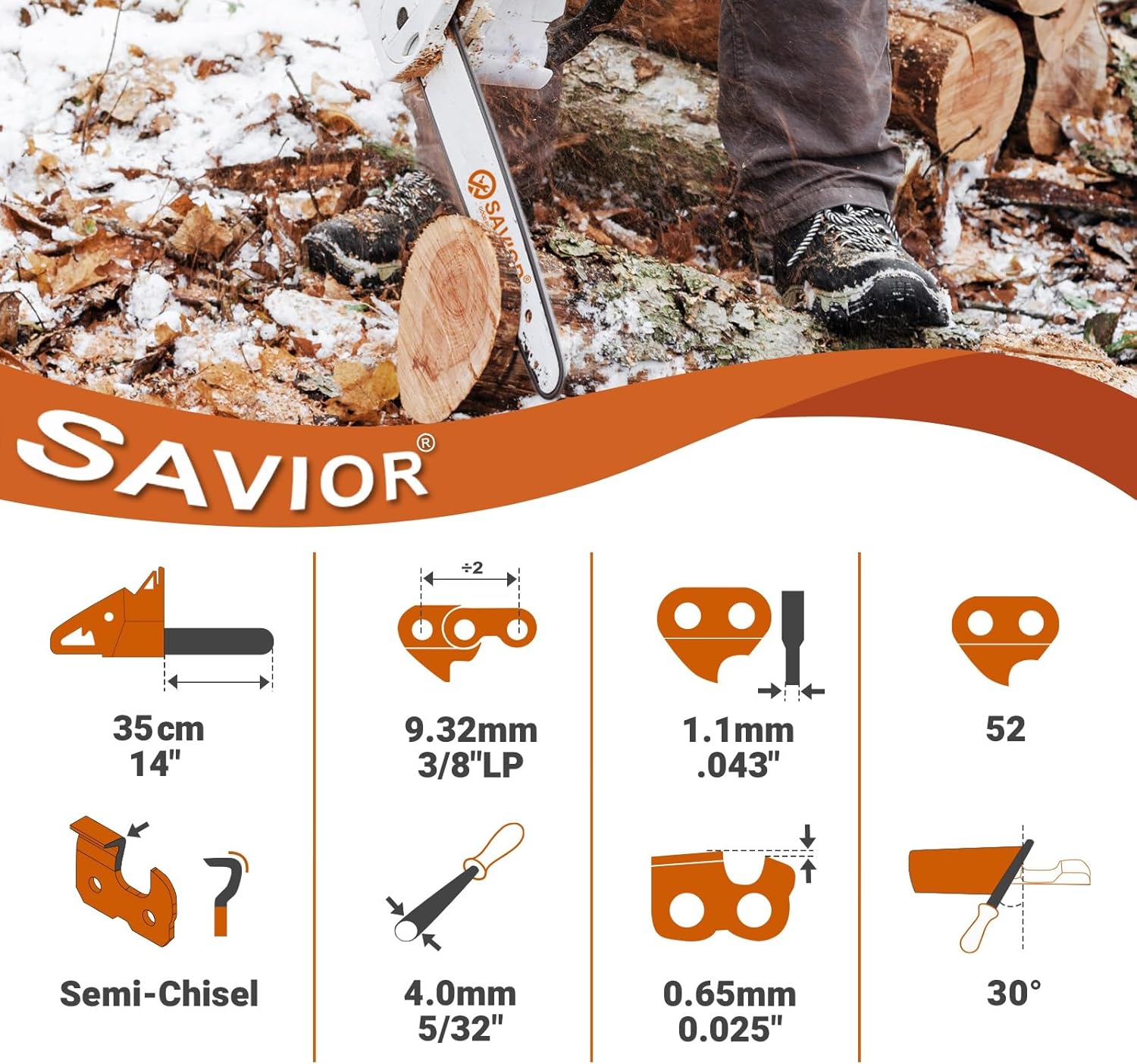 Detalle 2 de SAVIOR Sägekette 35 cm 3er-Set