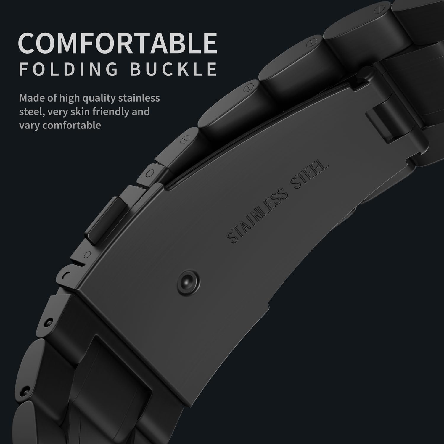 Detalle de Suuira Cinturino in acciaio compatibile con Amazfit GTR/GTR 2/Stratos – Nero