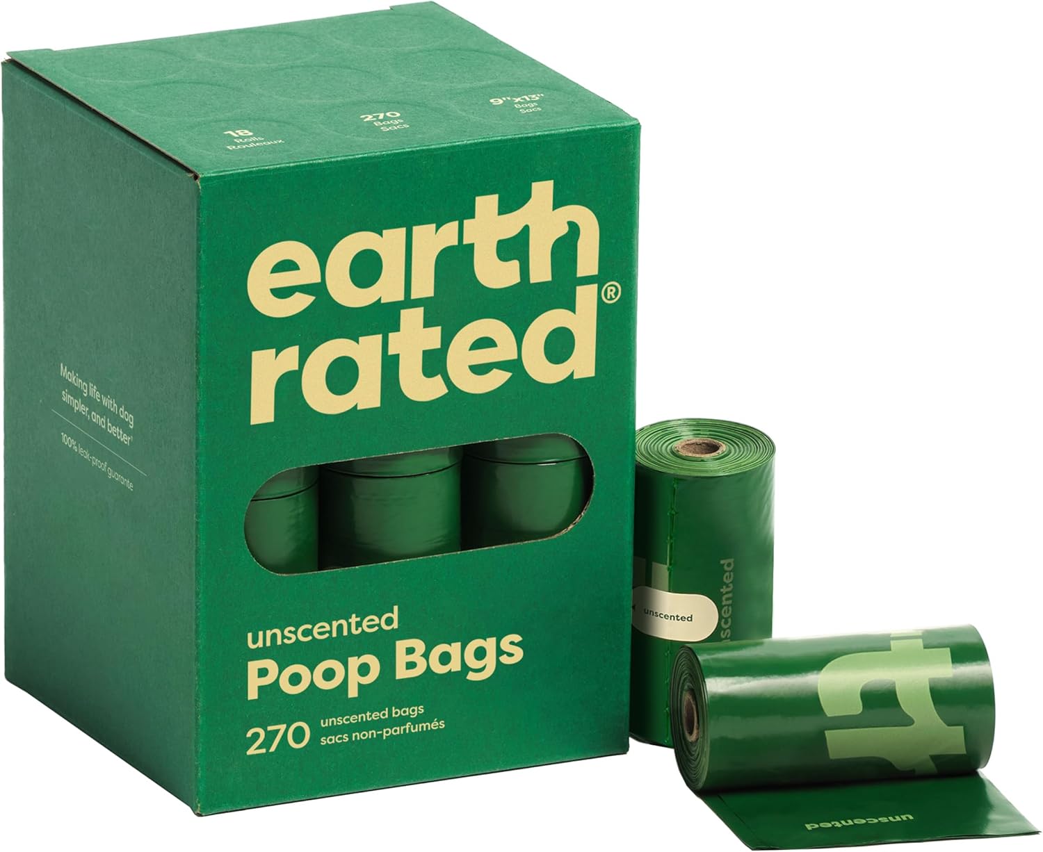 Earth Rated Sacchetti igienici per cani – 270 pezzi, extra resistenti, senza profumo