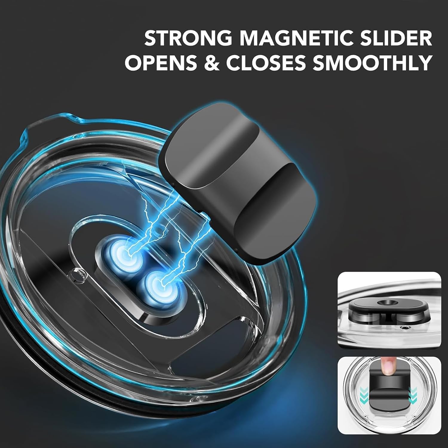 Detalle 2 de SOONSURE 10oz BLK Replacement Tumbler Lids, 2-Pack BPA-Free Magnetic Slider