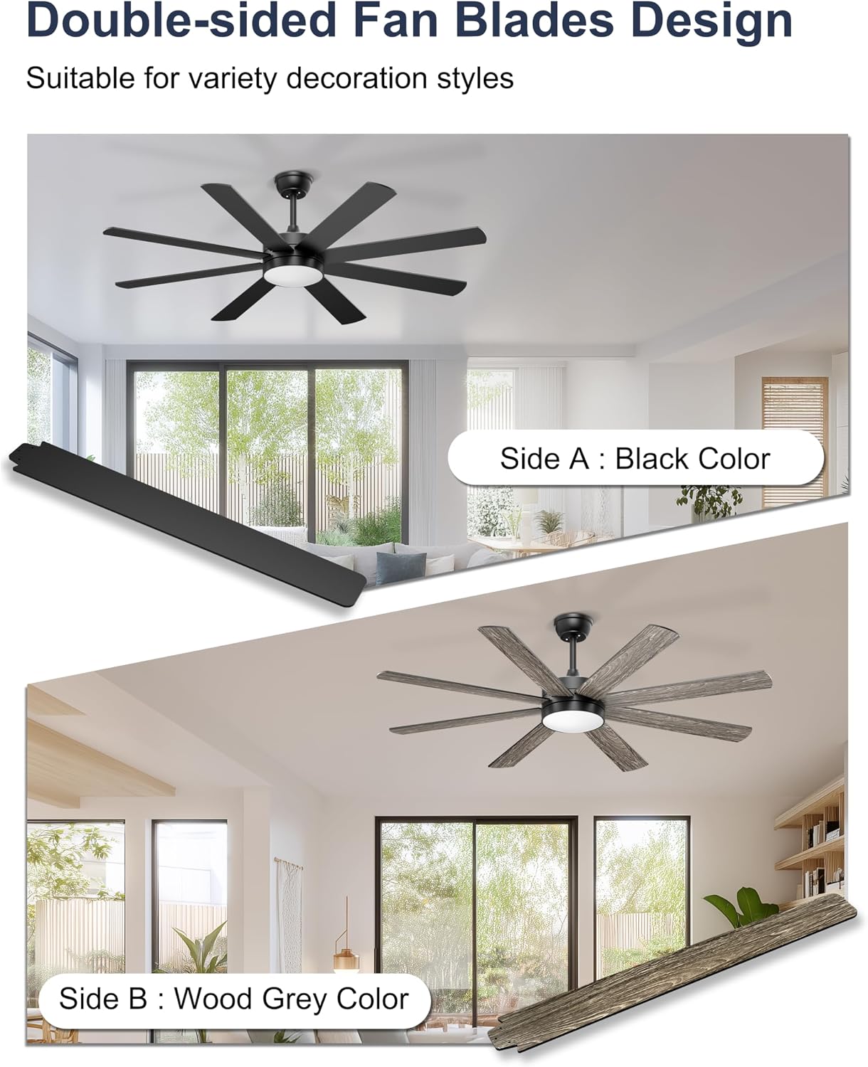 Detalle 2 de Phylluz ZS106 60-Inch Ceiling Fan with Light, 8 Blades and App Control