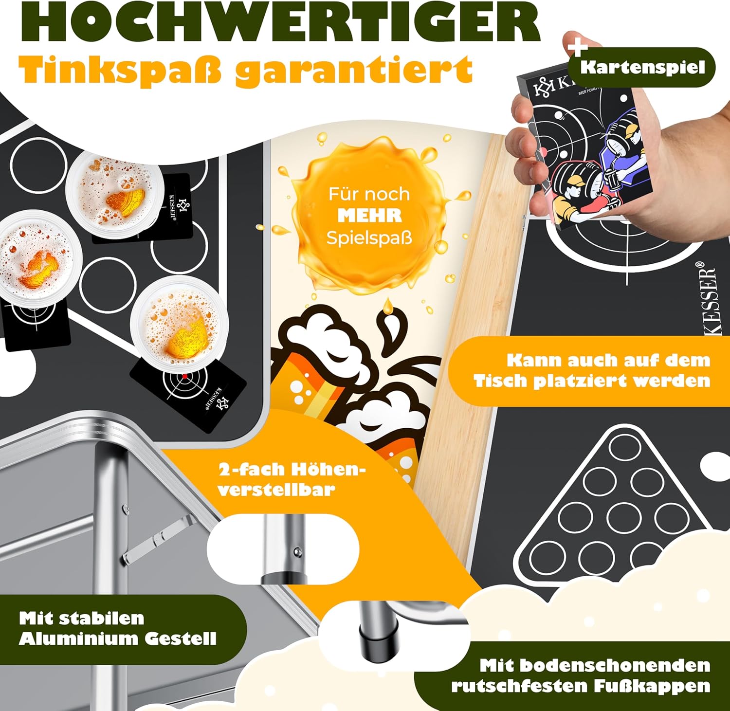 Thumbnail 4 de KESSER Bier Pong Tisch Set höhenverstellbar