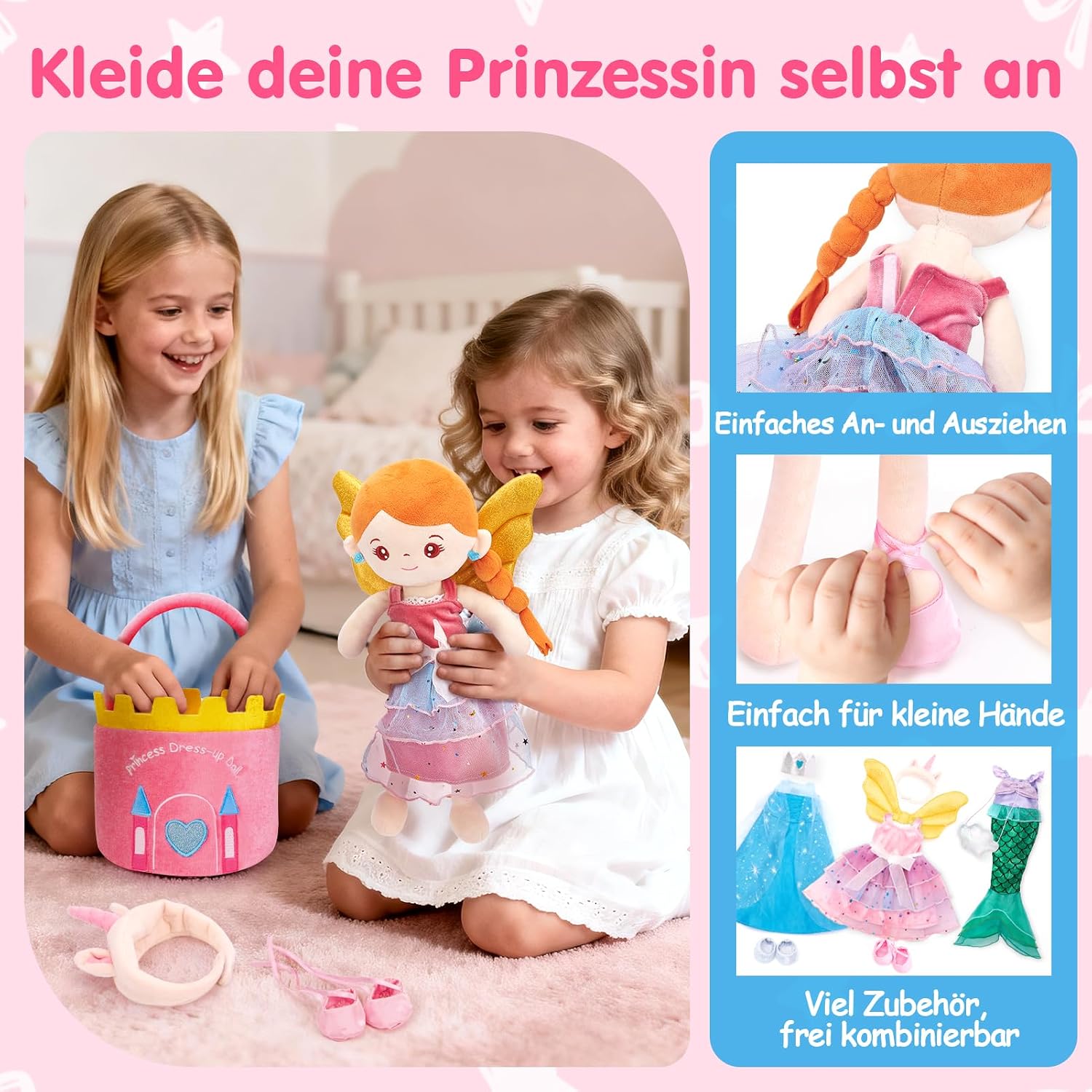 Detalle de hahaland Anziehpuppe mit 3 Outfits