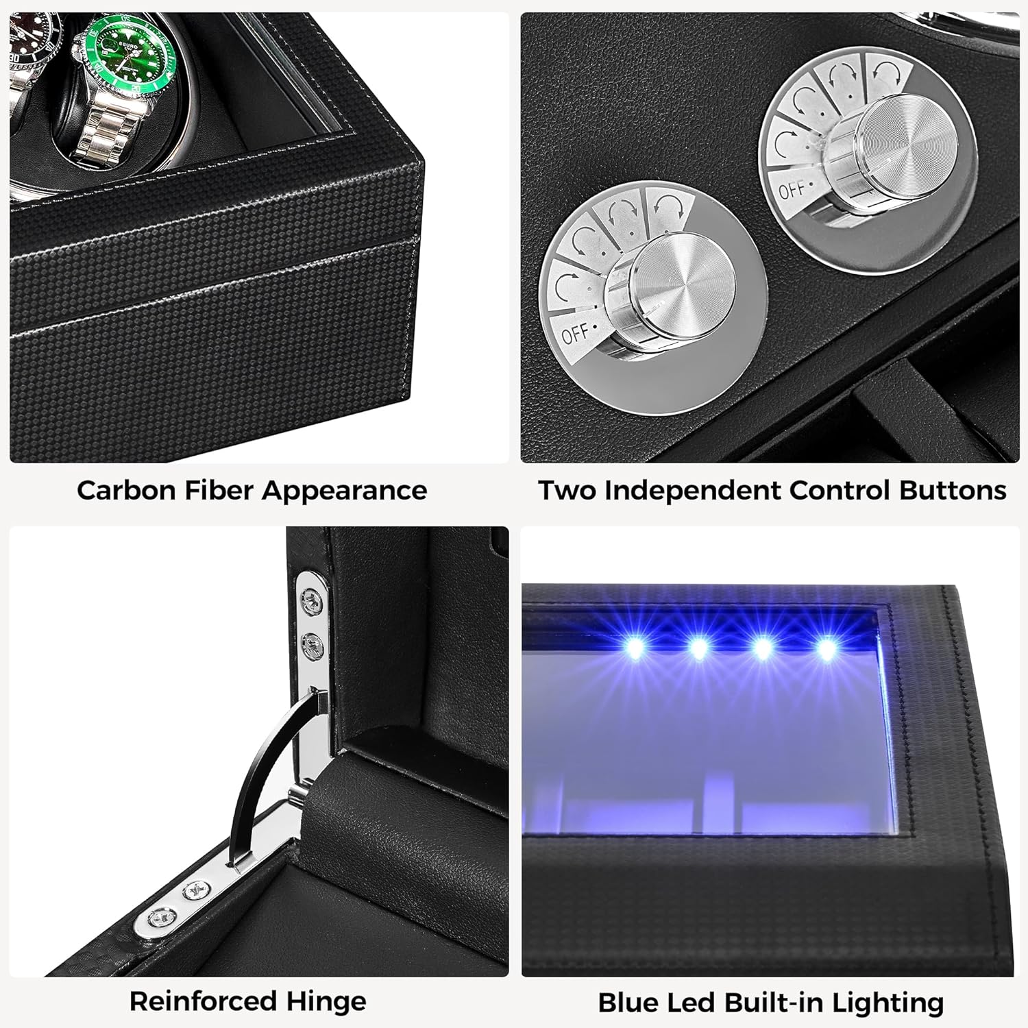 Thumbnail 5 de ANWBROAD Watch Winder for Automatic 4 Rotating Modes USB and LED Backlight