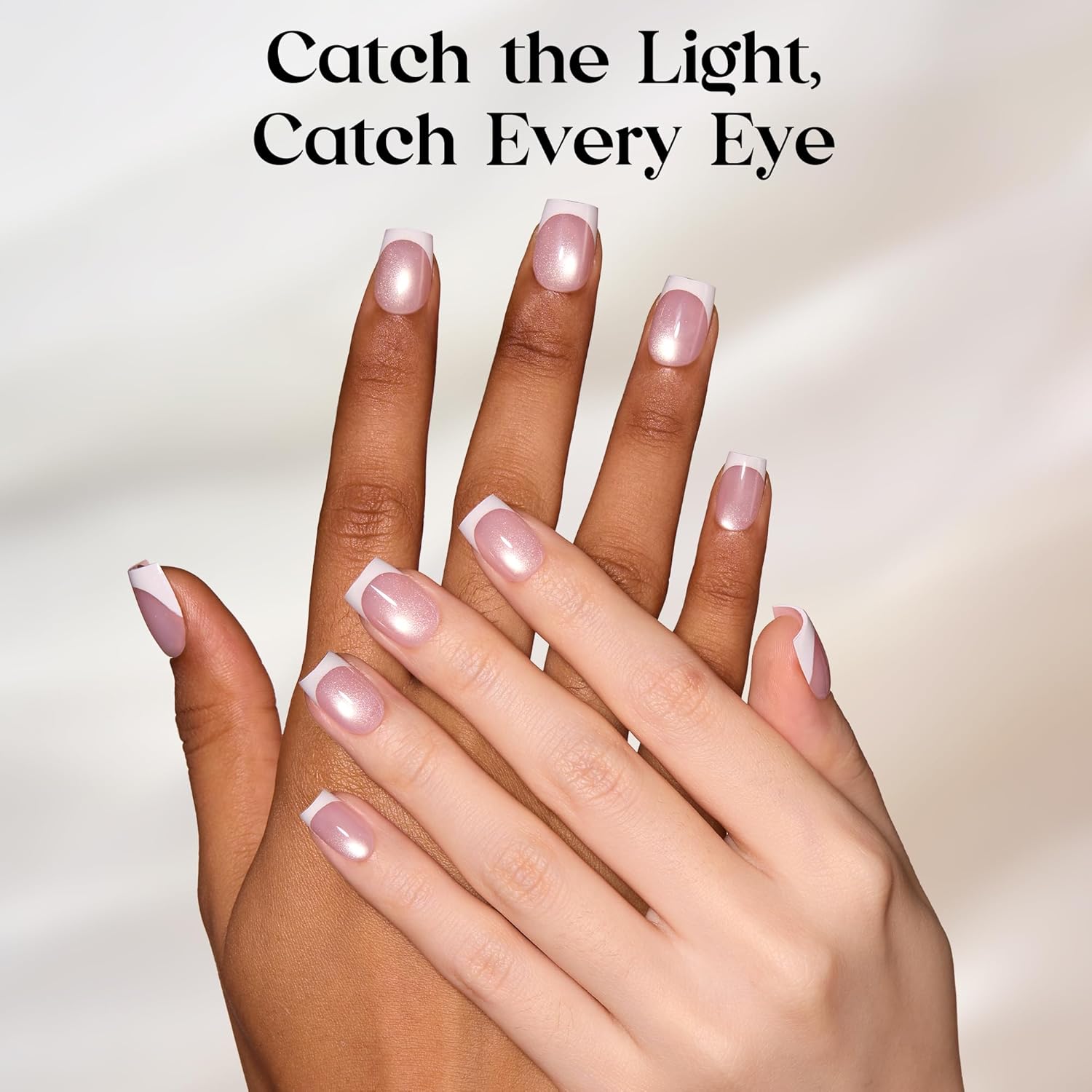 Detalle 1 de Beetles Enchanted Aurora Cat Eye Press On Nails (Gel Polish) — Medium Almond, 7 Colors, 16 Sizes, 224 Pieces