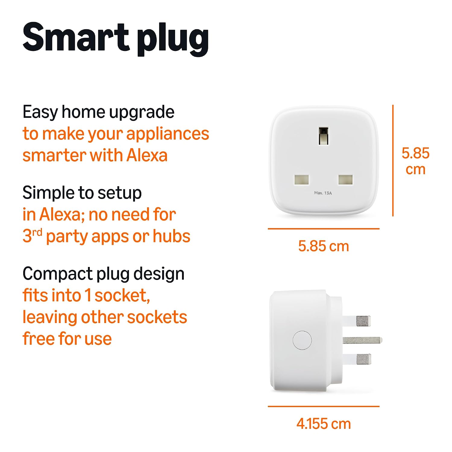 Detalle de Amazon Basics Single Outlet Indoor Wi-Fi Smart Plug (Alexa Only) – UK, 1 Pack