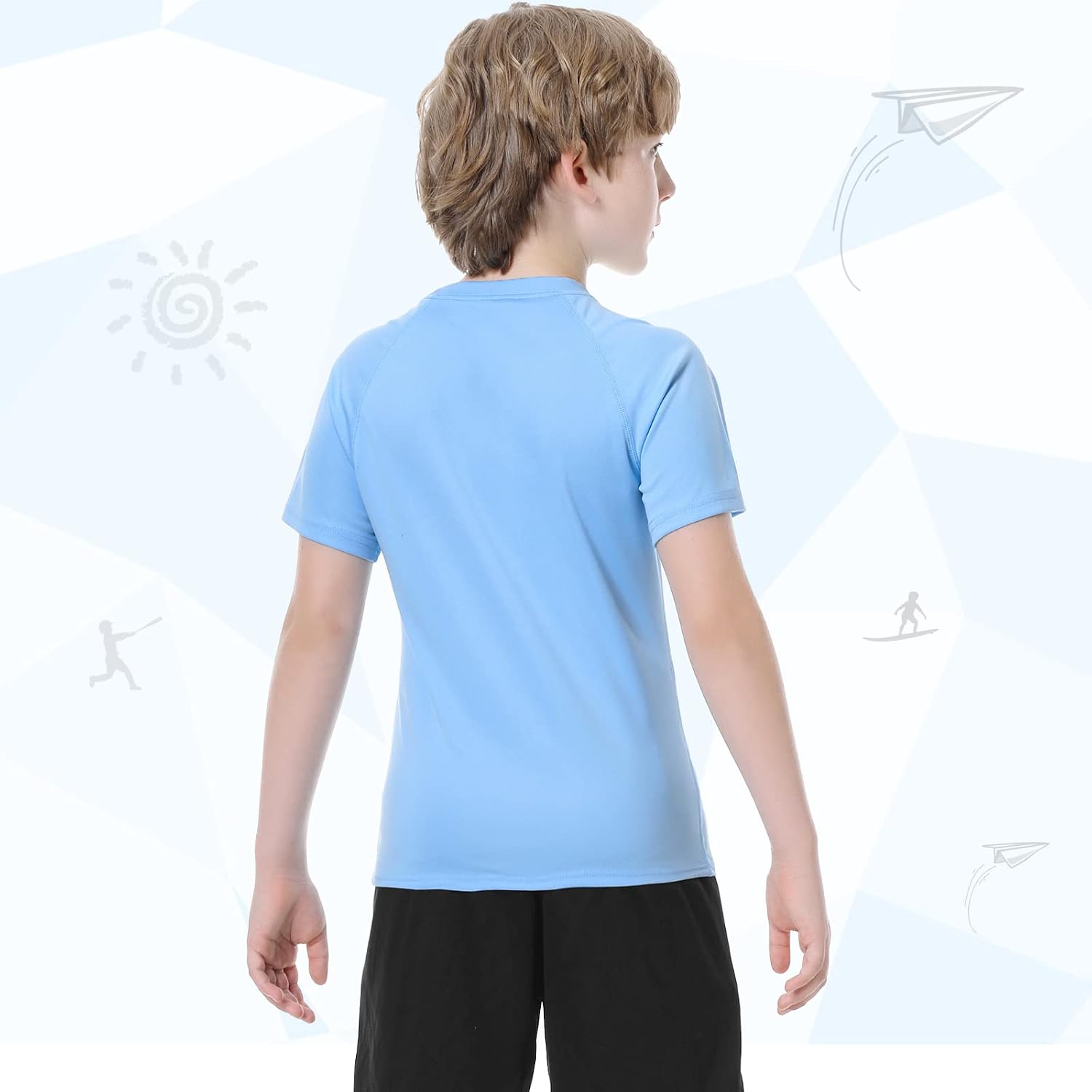 Detalle de MEETWEE T-Shirt de Bain à Manches Courtes pour Garçon – UPF50+ et Séchage Rapide