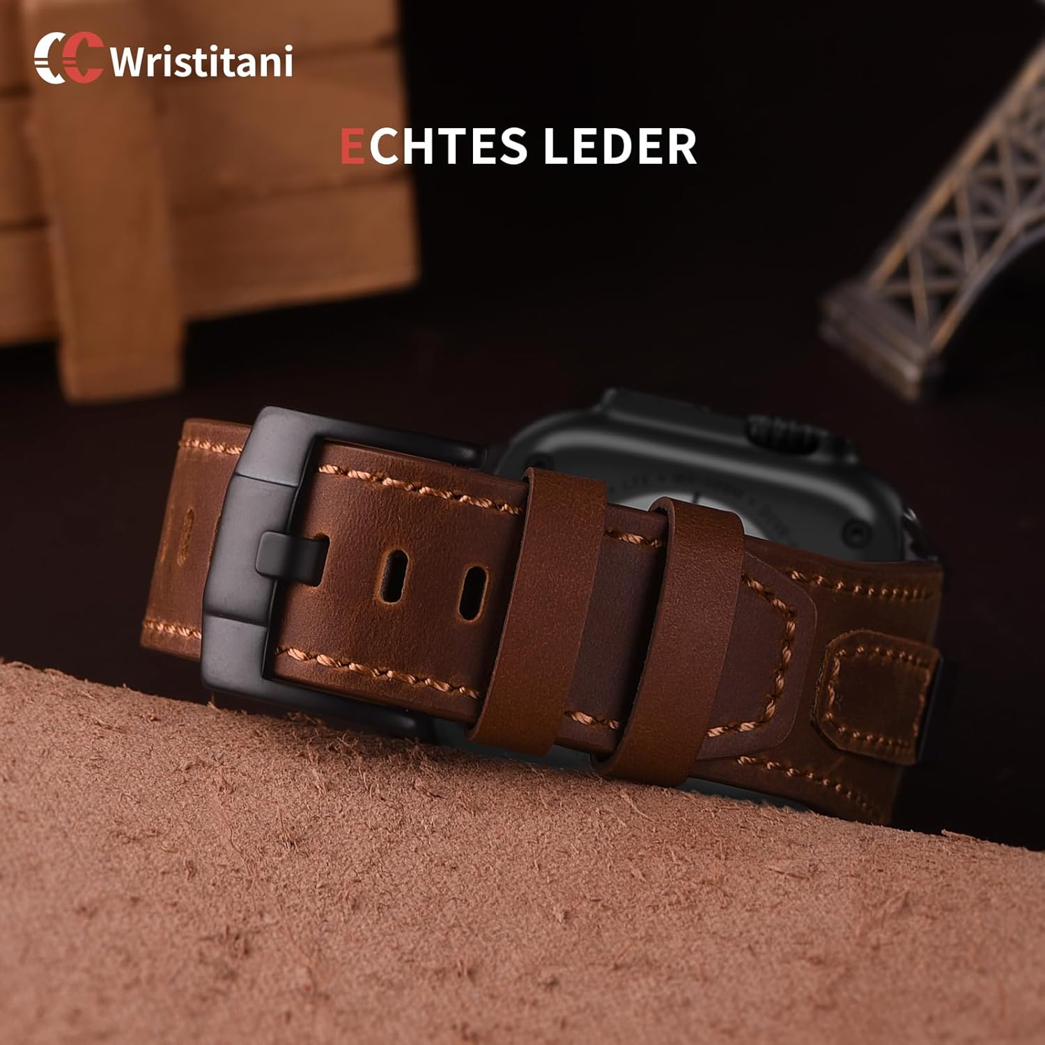 Thumbnail 1 de Wristitani Lederarmband aus echtem Leder für Apple Watch (49/46/45/44/42 mm)