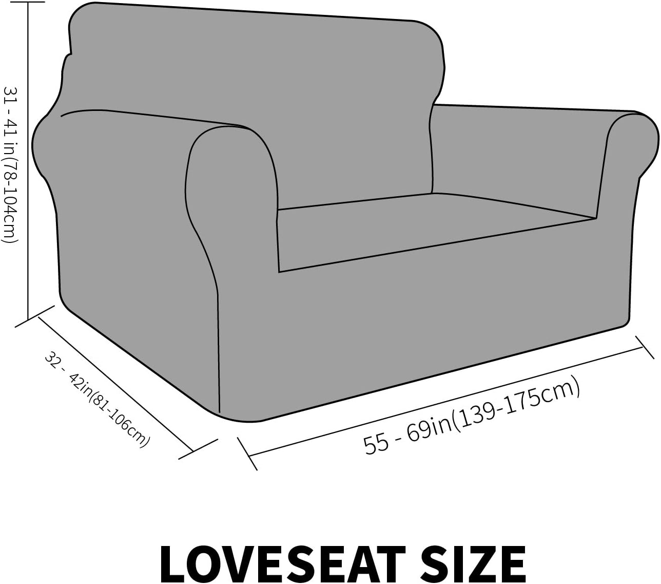 Thumbnail 5 de MAXIJIN Thick Velvet Loveseat Cover for 2-Cushion Couch, Grey, Stretch Fit