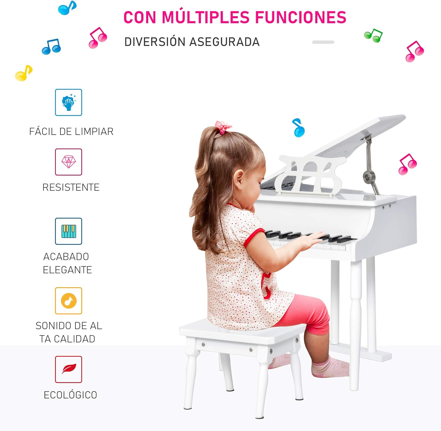 Thumbnail 3 de HOMCOM Piano de Cola Infantil 30 Teclas