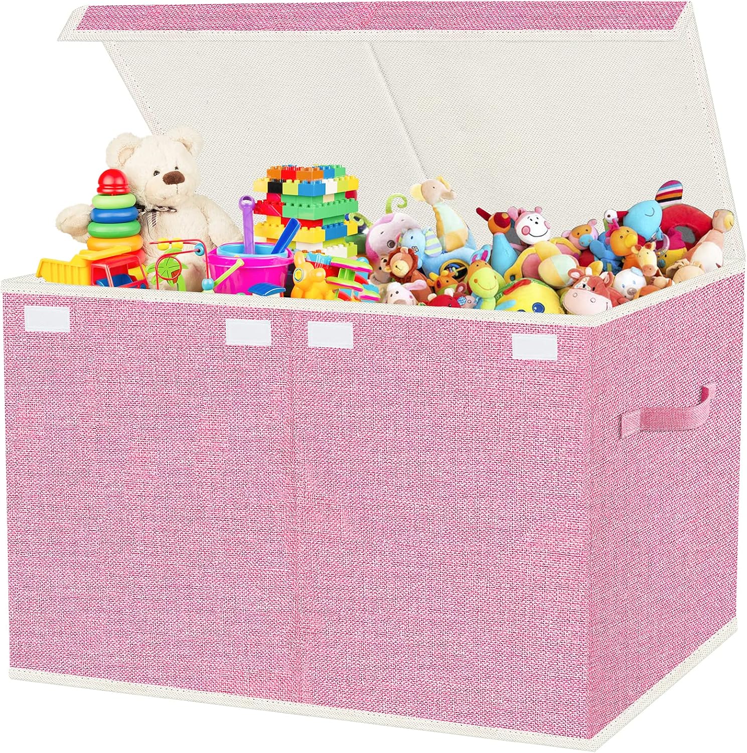 Detalle de VERONLY Spielzeugkiste Aufbewahrungsbox mit Deckel – Rosa, faltbar, 60x31x39 cm, ca. 73 L