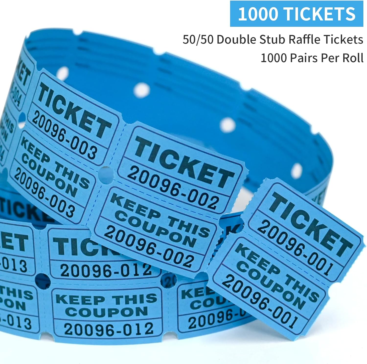 Thumbnail 1 de L LIKED 2000 Raffle Tickets Double Rolls 50/50 – Blue & Red