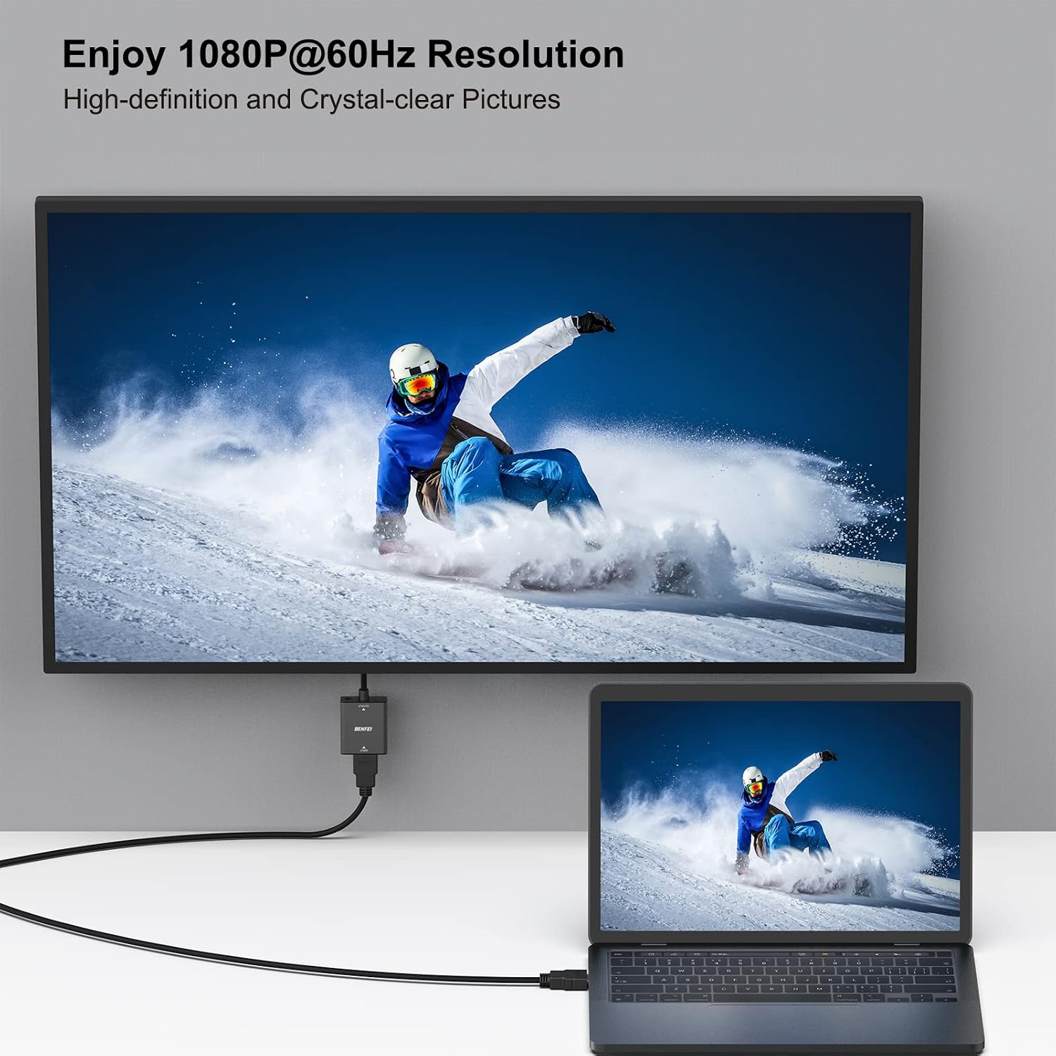 Thumbnail 6 de BENFEI HDMI to VGA Adapter: HDMI Female to VGA Male with 3.5mm Audio, 1080p Ready