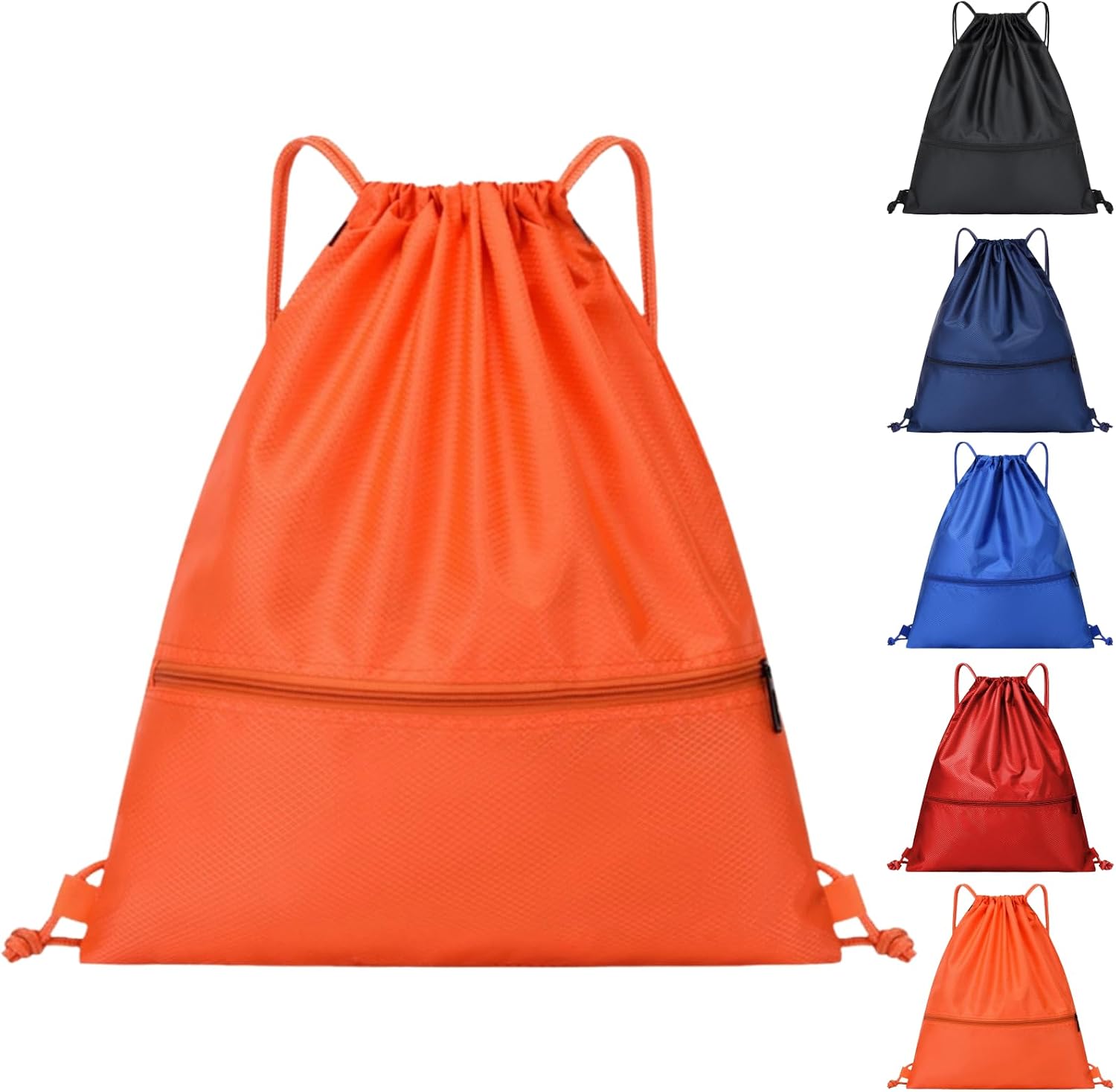 Detalle de Arae Drawstring Gym Backpack with Shoe Compartment & Wet-Proof Pocket (Striped Black)