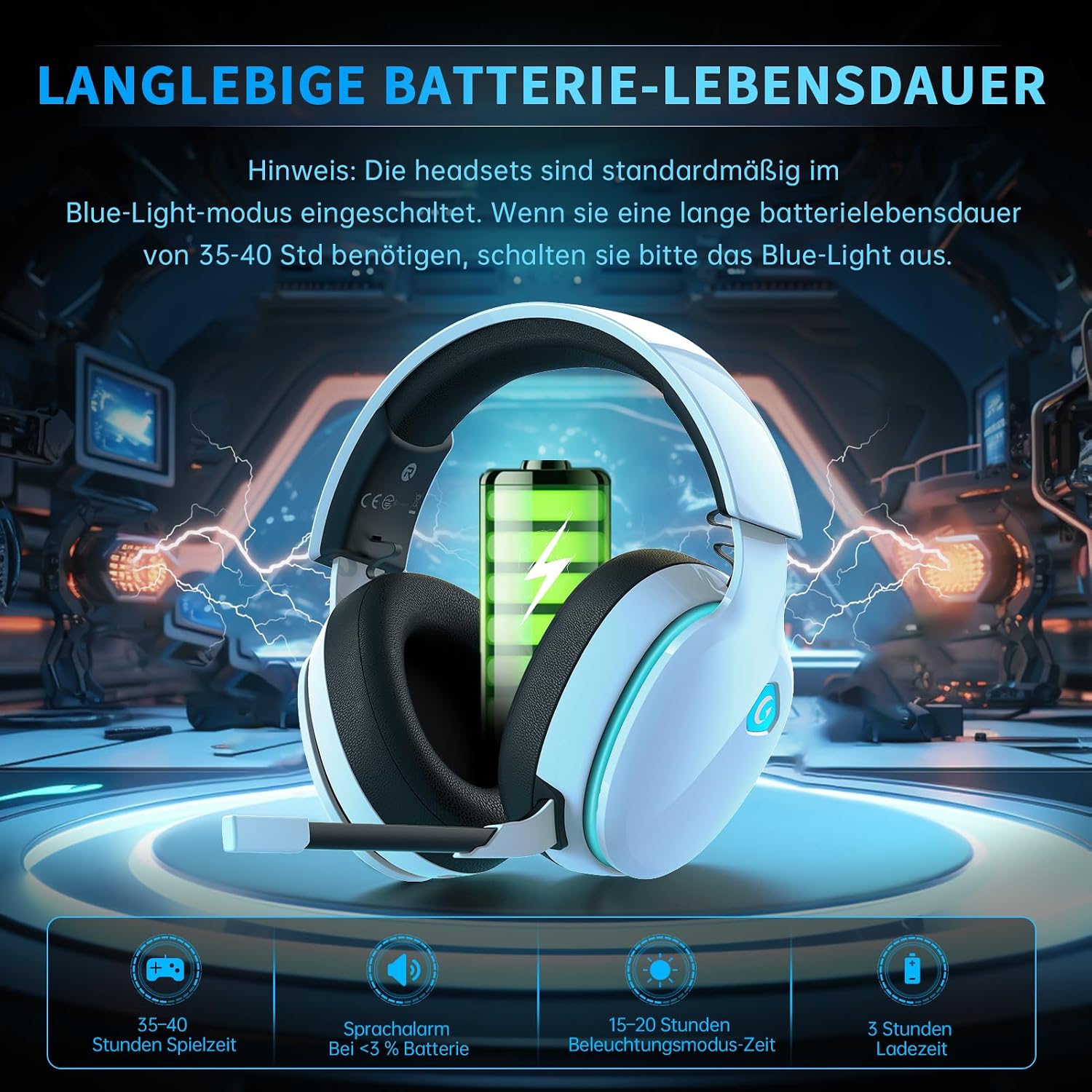 Thumbnail 4 de Gvyugke 2,4 GHz Wireless Gaming Headset – kabelloses Gaming-Headset