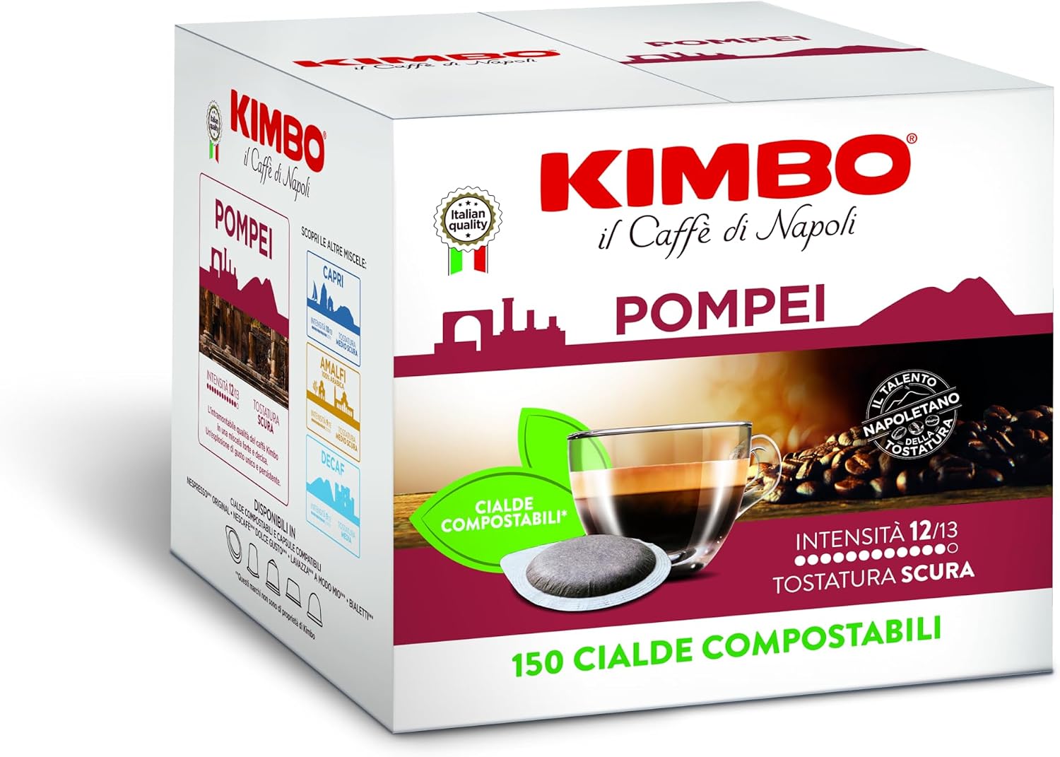 Detalle 2 de Kimbo 100 Cialde Caffè Compostabili ESE, Macinato Fresco – Cremoso e Intenso