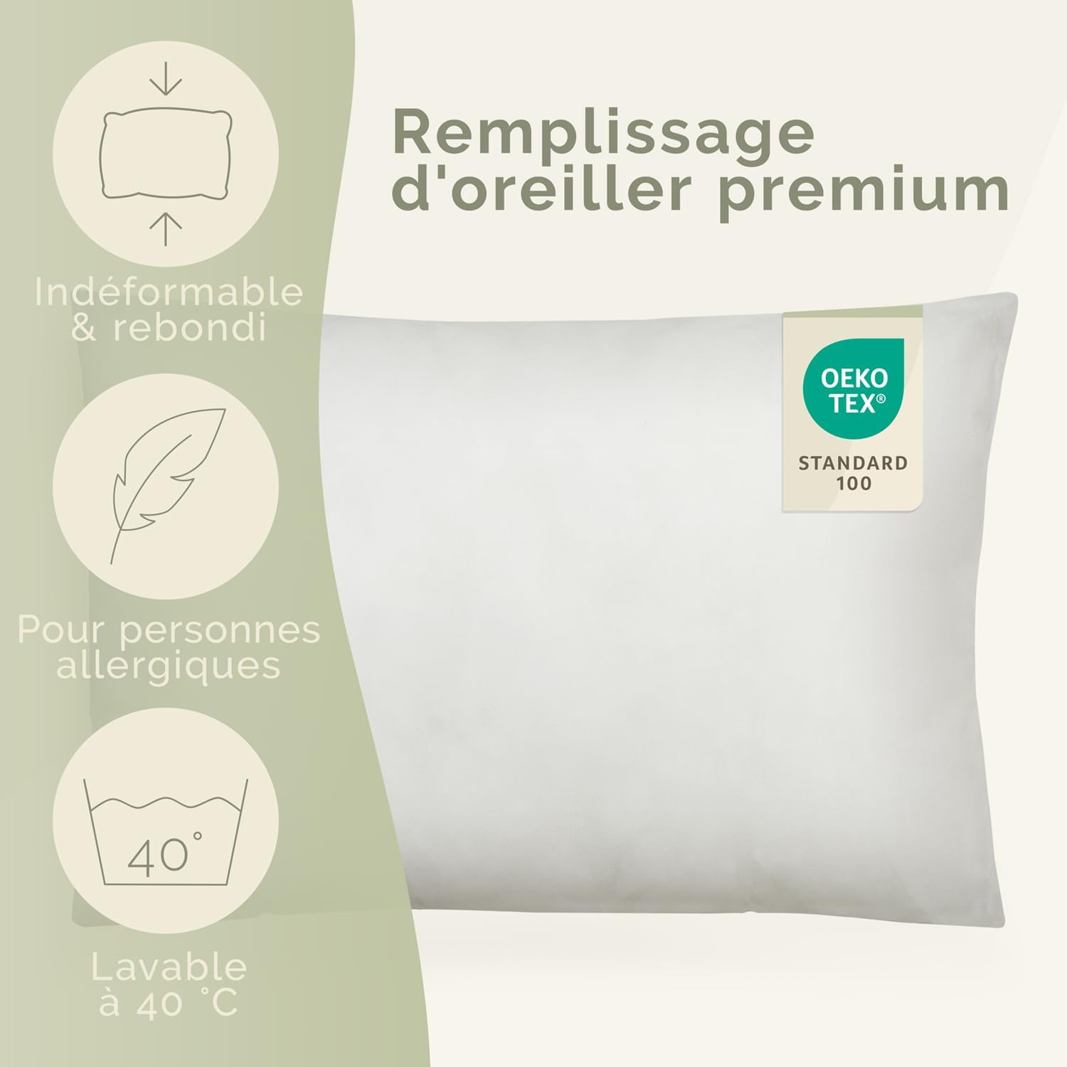 Thumbnail 1 de Blumtal lot de 2 coussins/oreillers rectangulaires 40x50 cm déhoussables et lavables (Oeko-TEX)