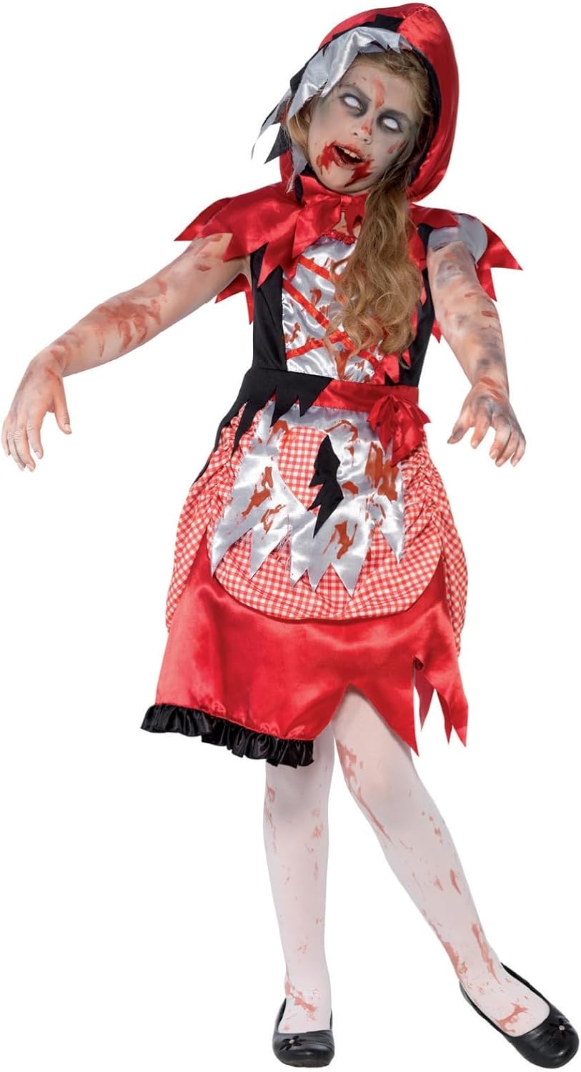 Smiffys Kinder Zombie Miss Hood Kostüm, Kleid und Kapuzencape, Größe M (44285)