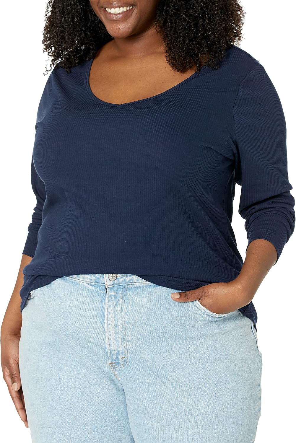 Thumbnail 5 de Amazon Essentials Damen mehrlagige Slim-Fit Langarm-Strickhemden mit V-Ausschnitt (auch in Übergröße)