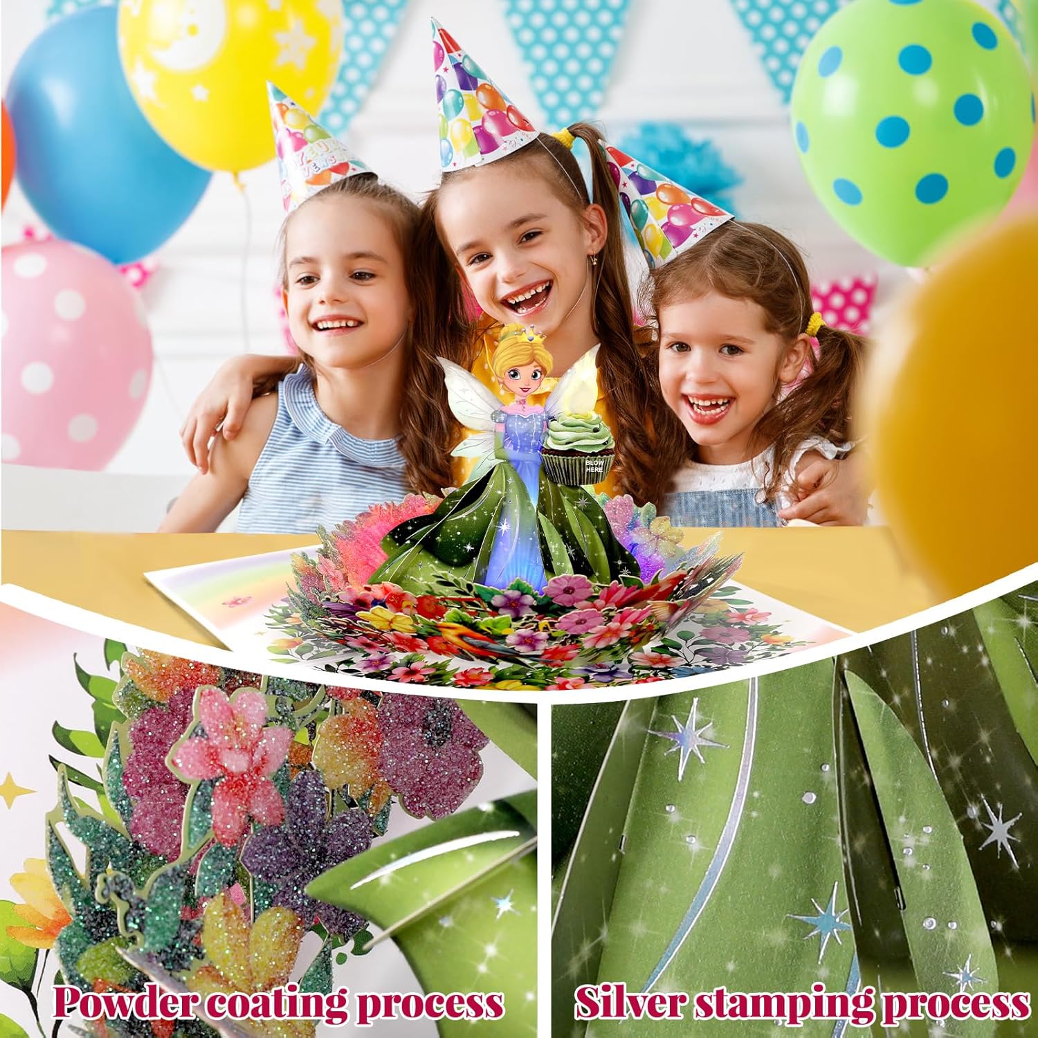 Detalle 2 de Musical Birthday Card 3D Pop-up with Music, Lights & Blowable Candle