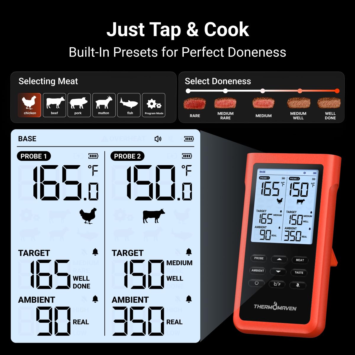 Thumbnail 4 de ThermoMaven 3000FT Smart Wireless Meat Thermometer with 6 Sensors