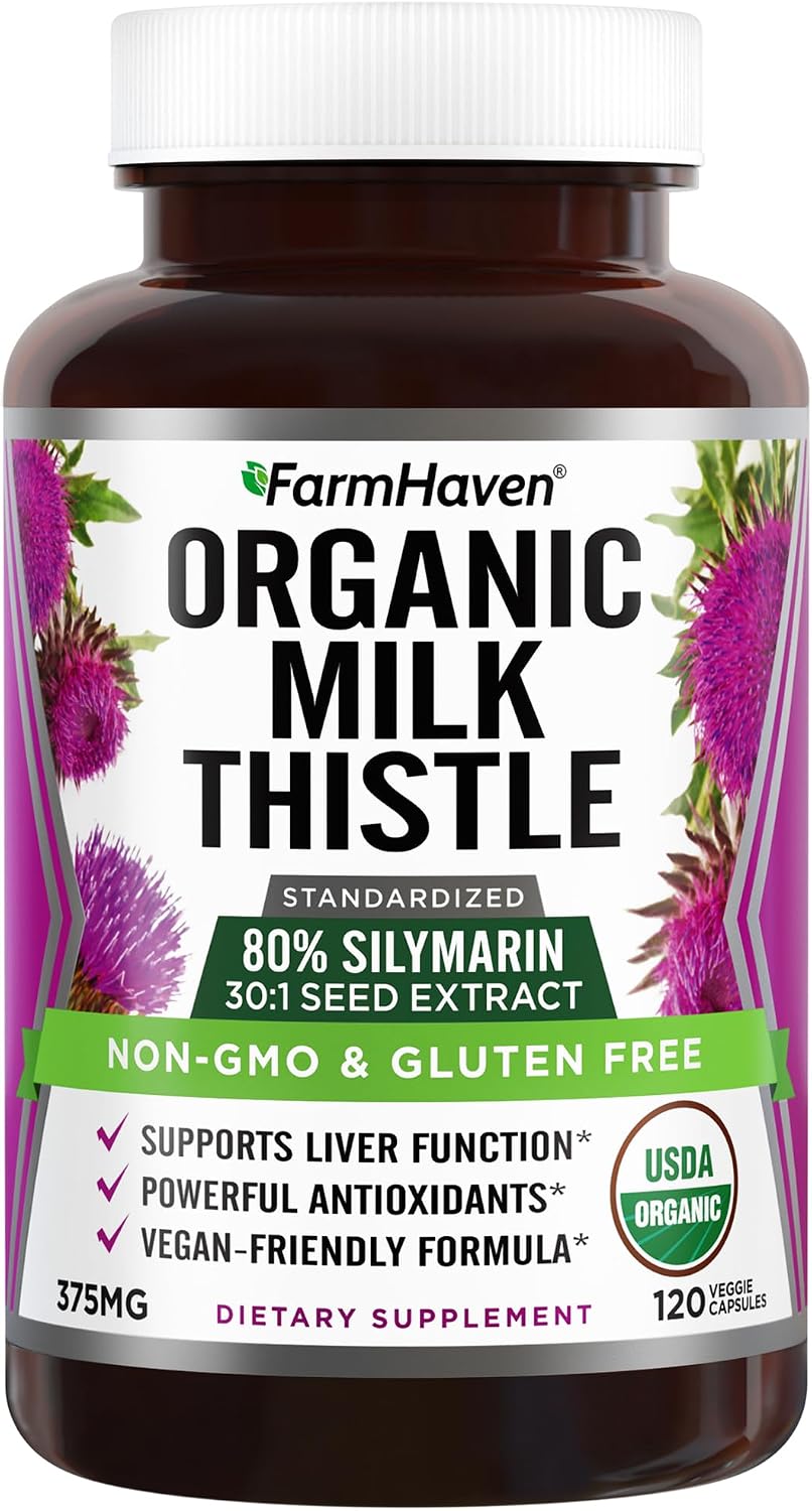 Detalle de FarmHaven B19030007-01-2004 Organic Milk Thistle Capsules, 30:1 Extract